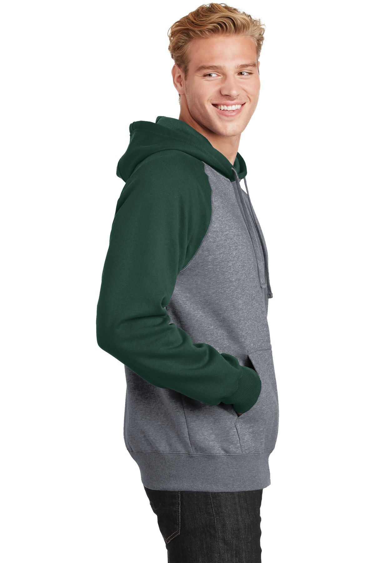 Sport-Tek Raglan Colorblock Pullover Hooded Sweatshirt. ST267