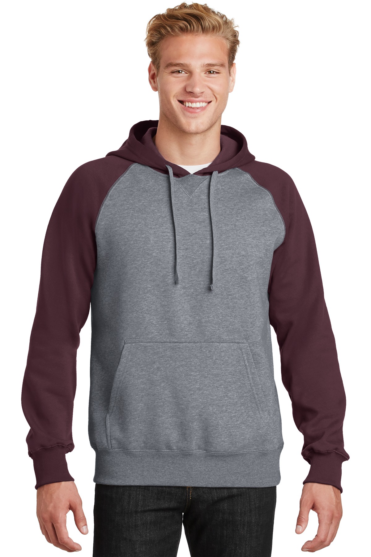 Sport-Tek Raglan Colorblock Pullover Hooded Sweatshirt. ST267
