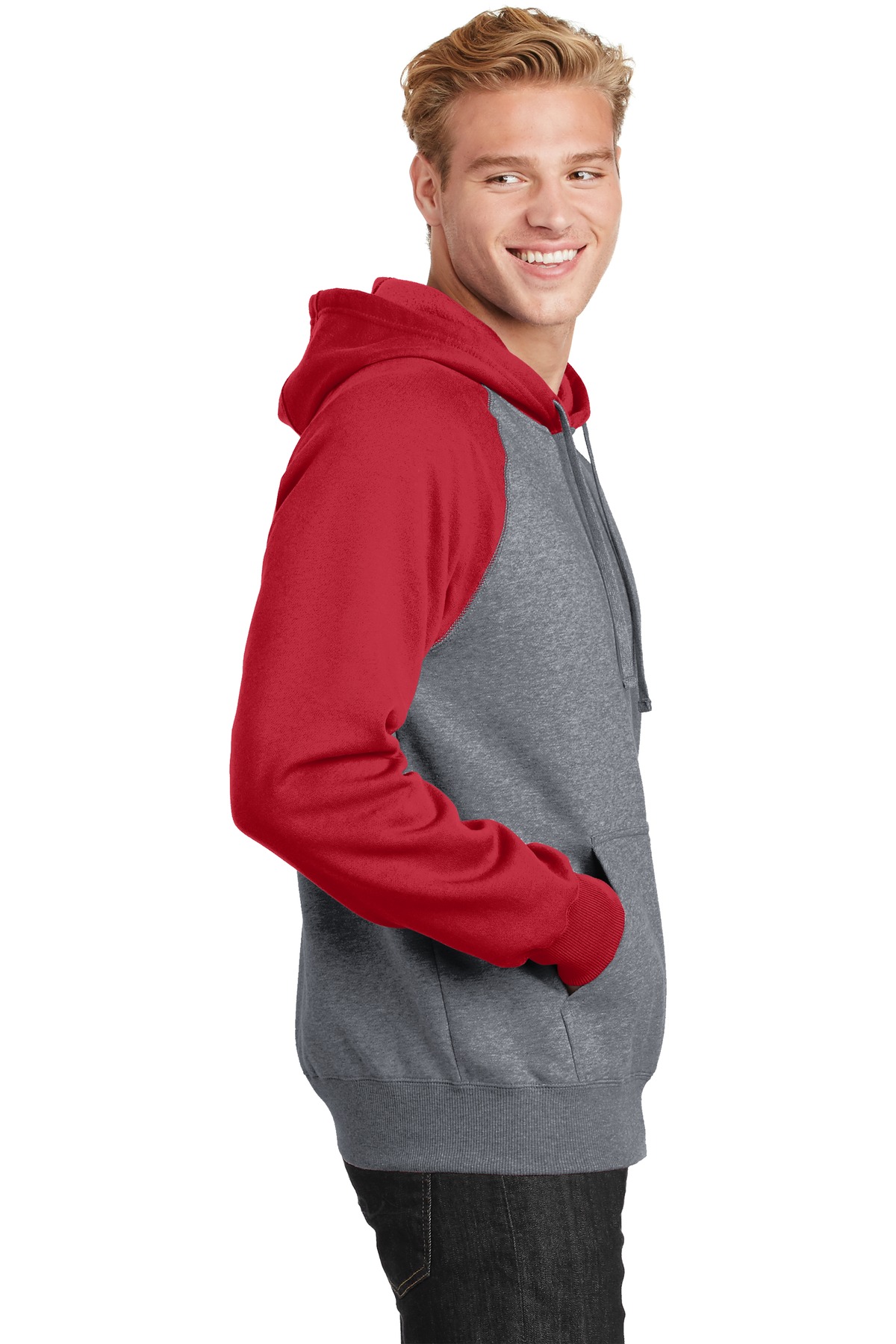 Sport-Tek Raglan Colorblock Pullover Hooded Sweatshirt. ST267
