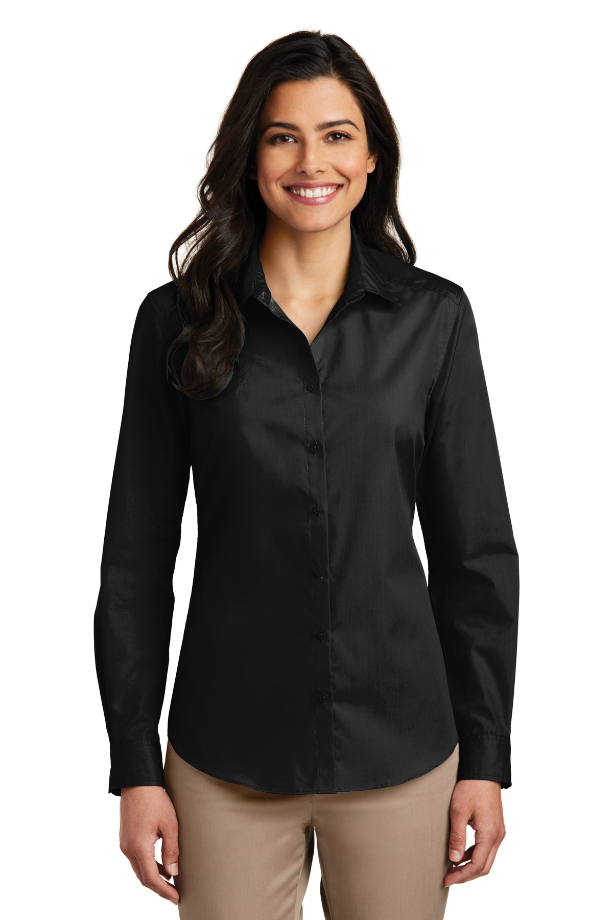 Port Authority ® Women's Long Sleeve Carefree Poplin Shirt. LW100 - Image 2