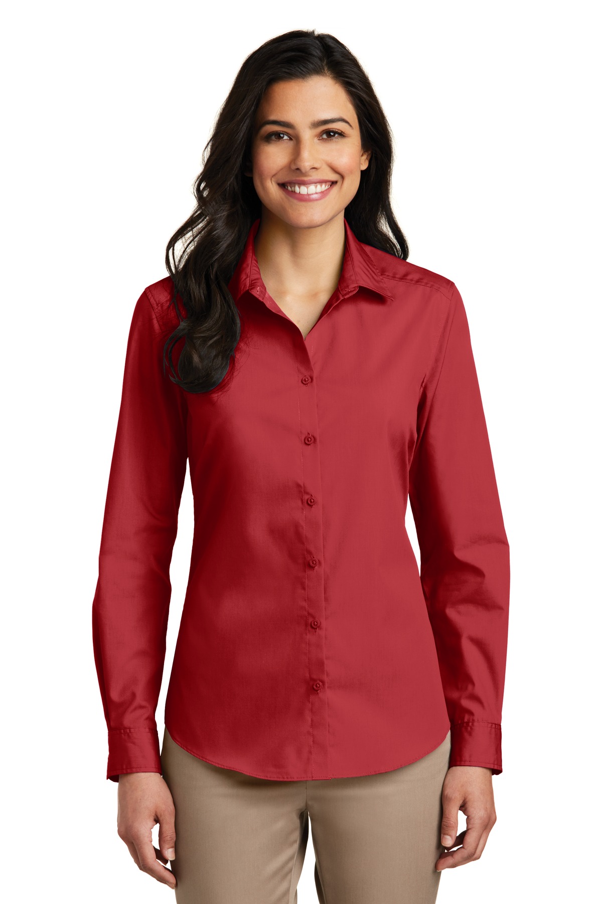 Port Authority ® Women's Long Sleeve Carefree Poplin Shirt. LW100 - Image 4