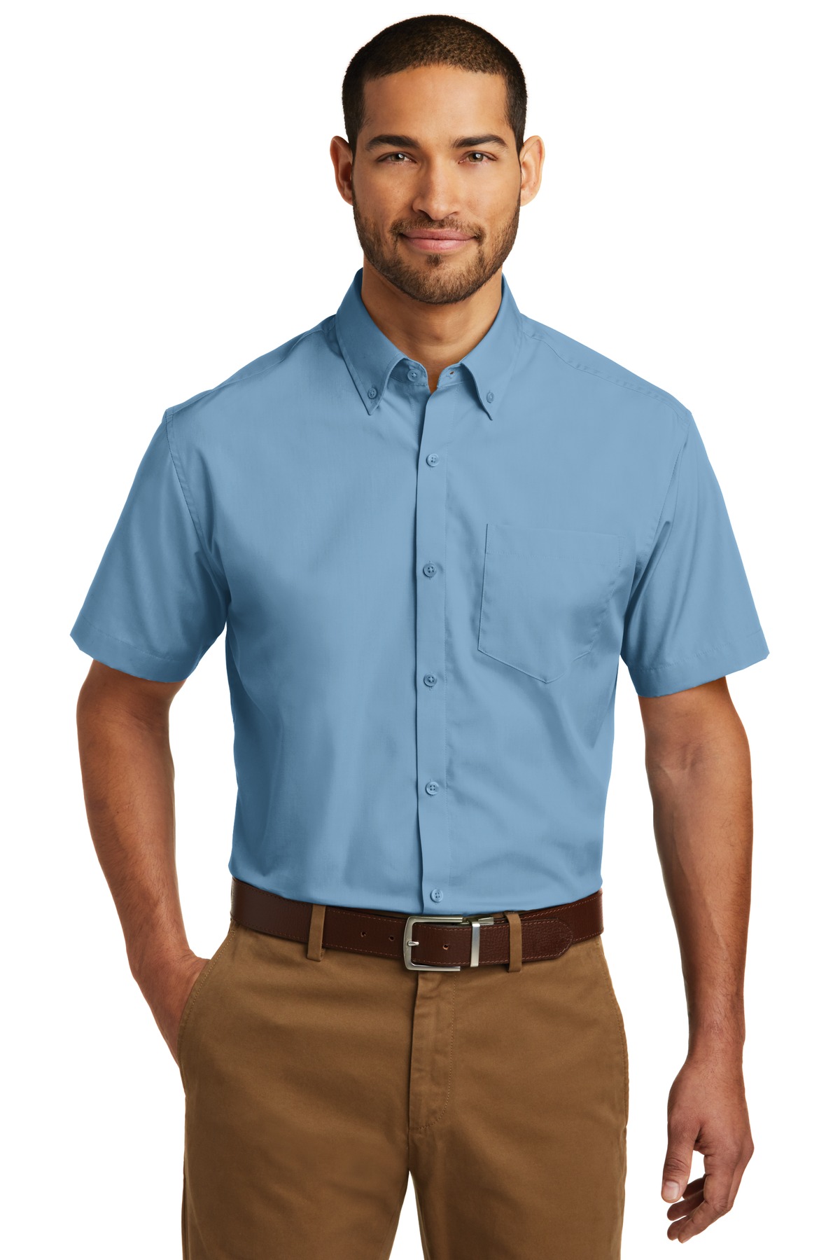 Port Authority Short Sleeve Carefree Poplin Shirt. W101