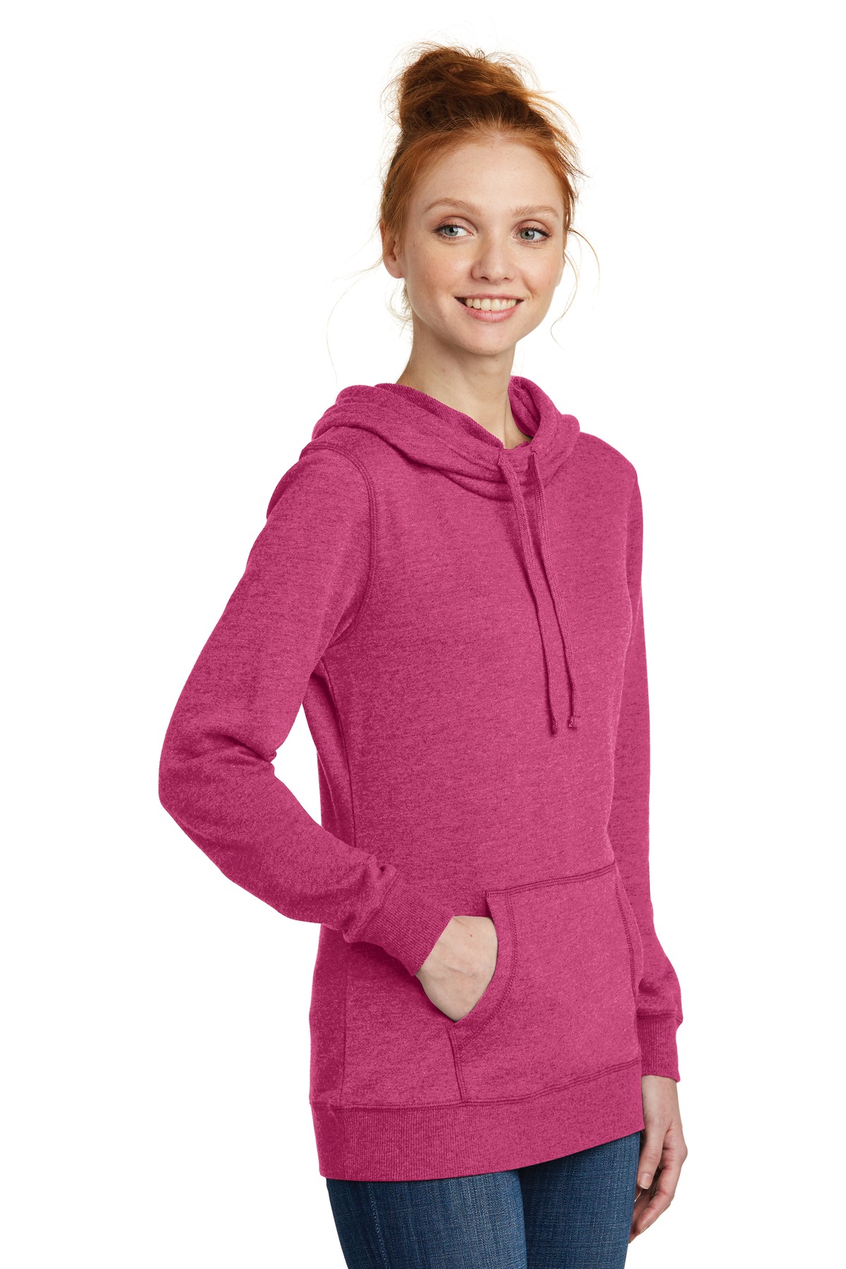 District Women's Lightweight Fleece Hoodie. DM493