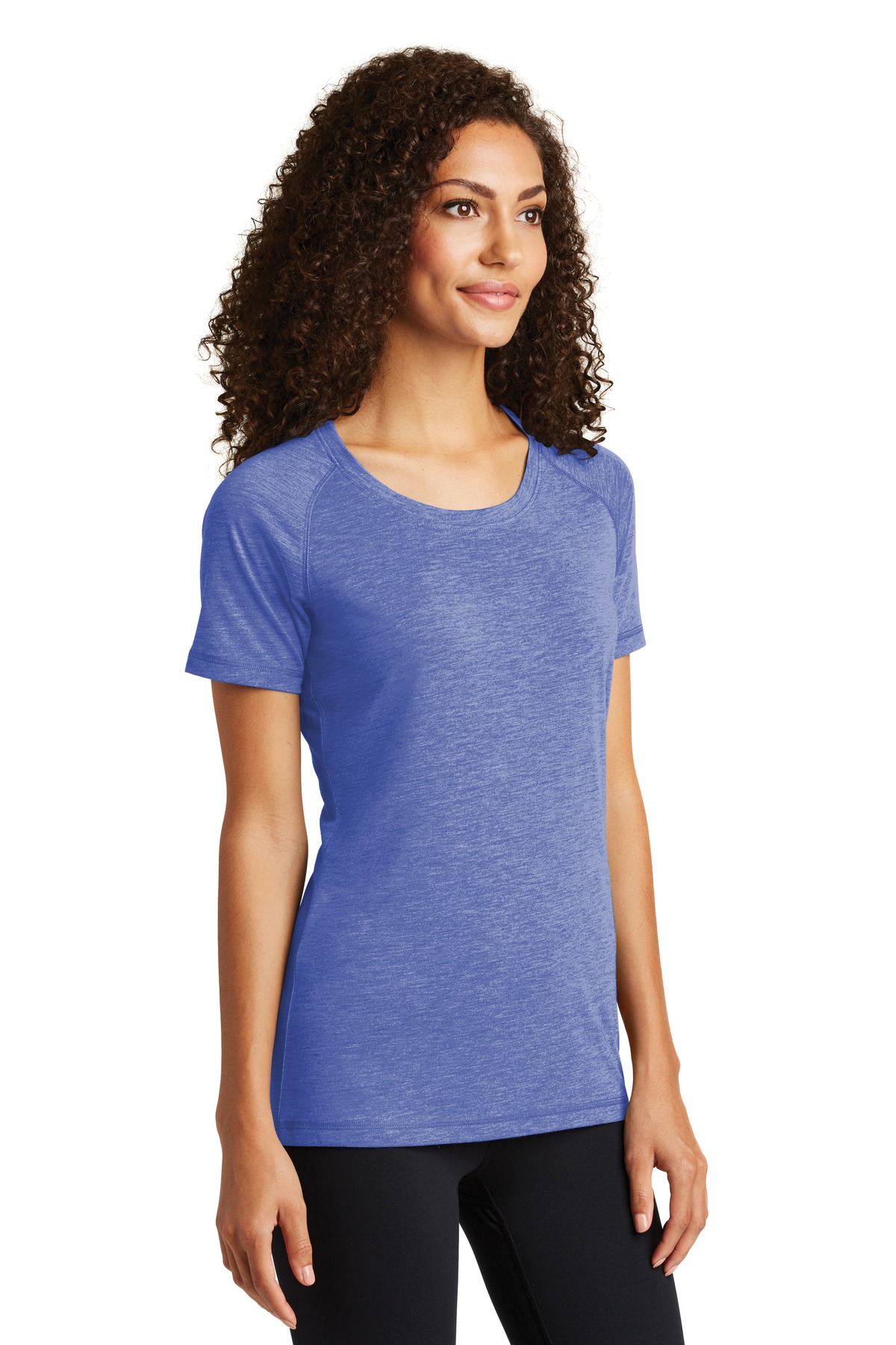Sport-Tek Women's PosiCharge Tri-Blend Wicking Scoop Neck Raglan Tee. LST400