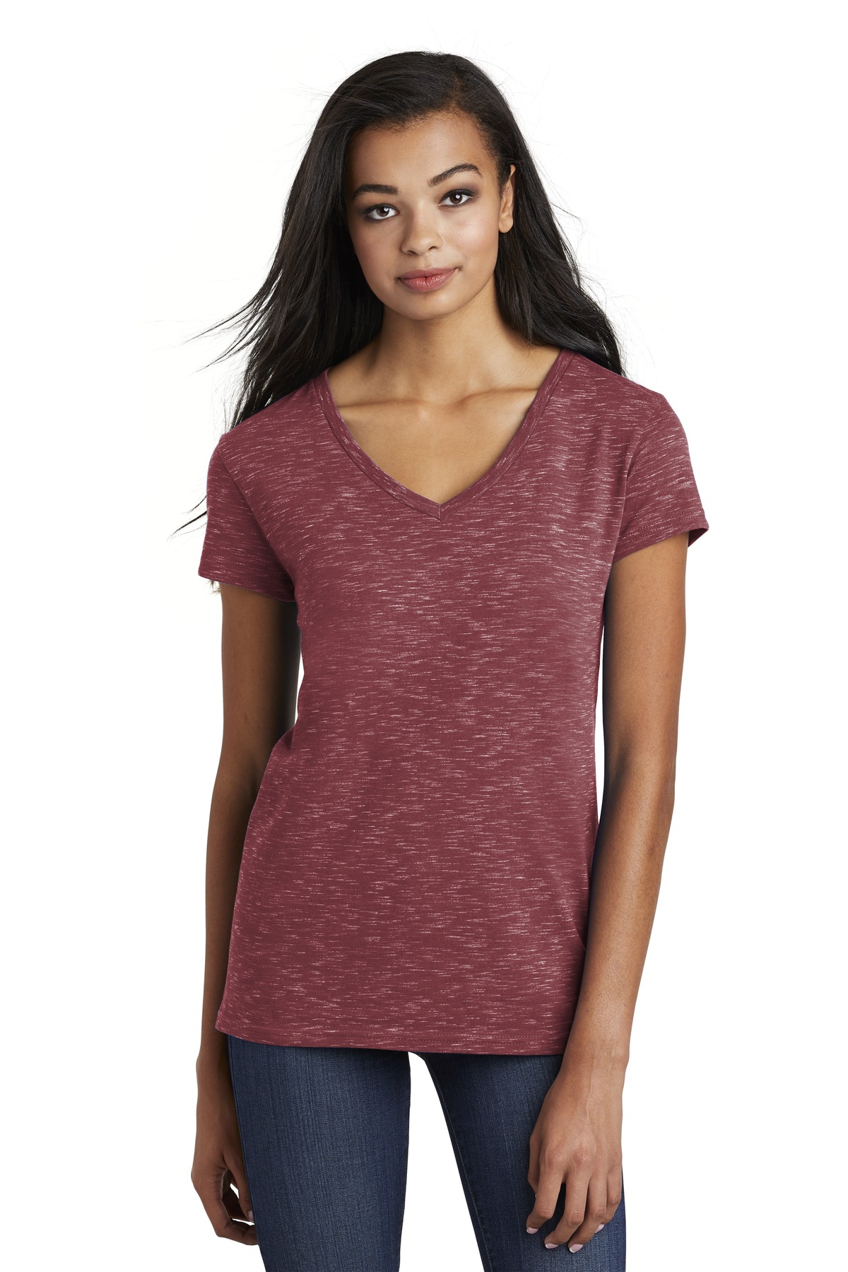 District Hospitality T-Shirts ® Womens Medal V-Neck Tee.-District