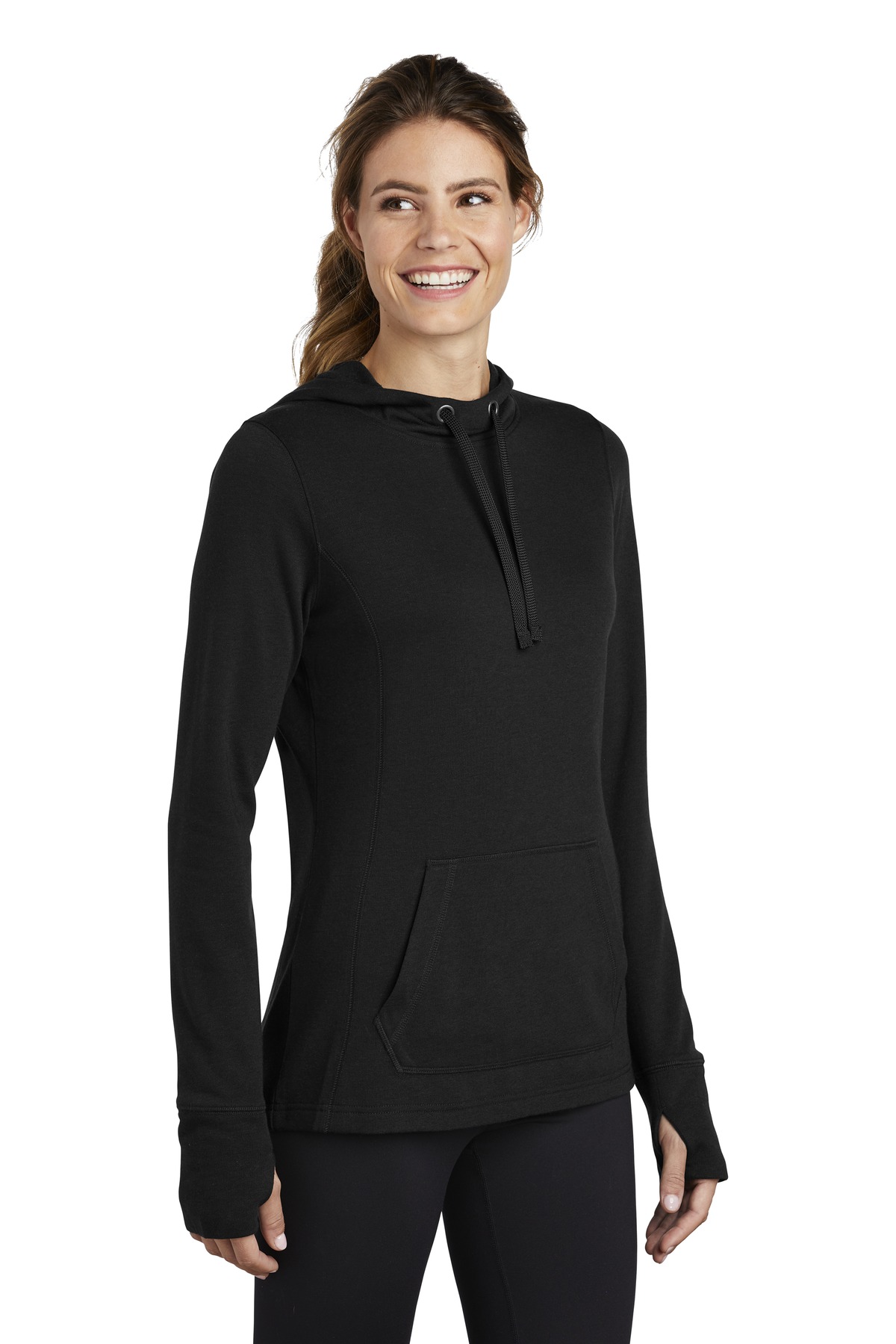 Sport-Tek Women's PosiCharge Tri-Blend Wicking Fleece Hooded Pullover. LST296