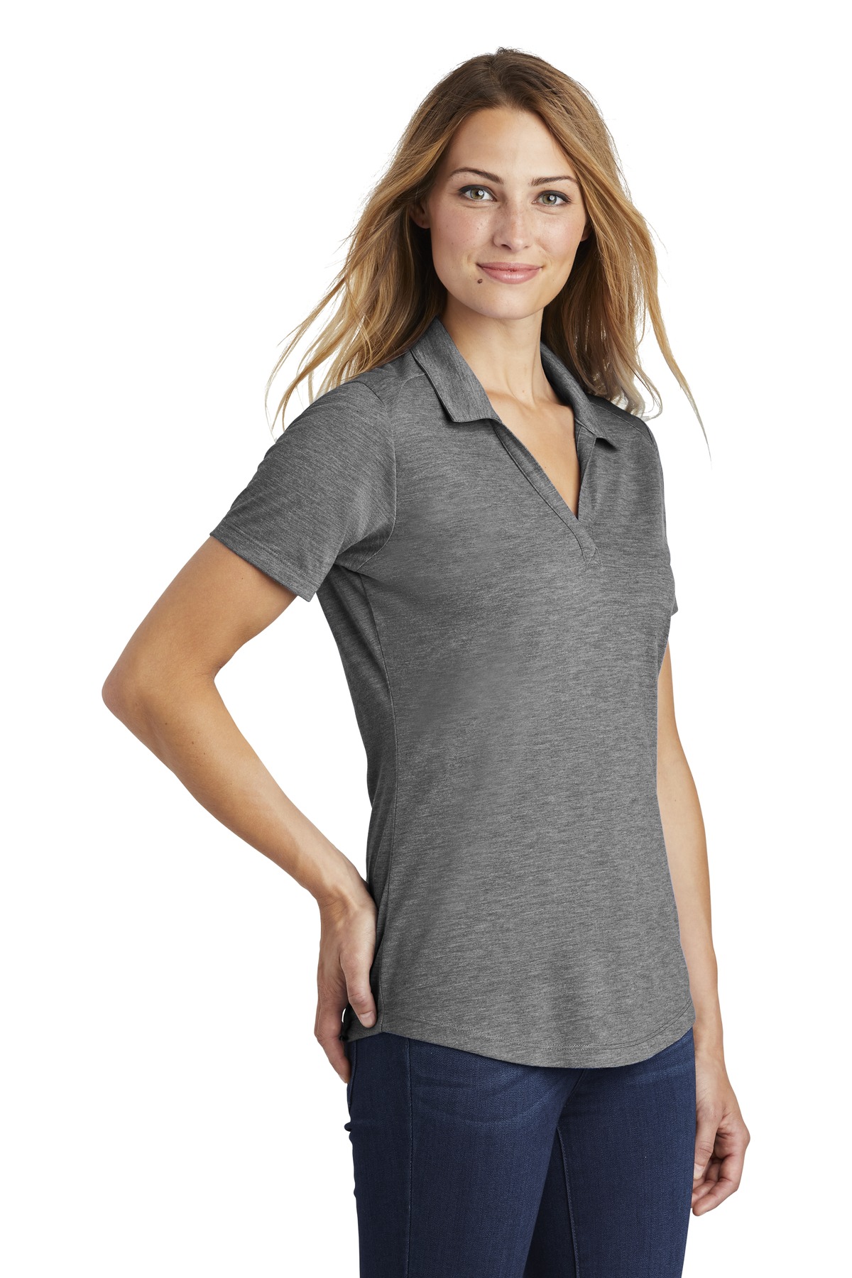 Sport-Tek Women's PosiCharge Tri-Blend Wicking Polo. LST405