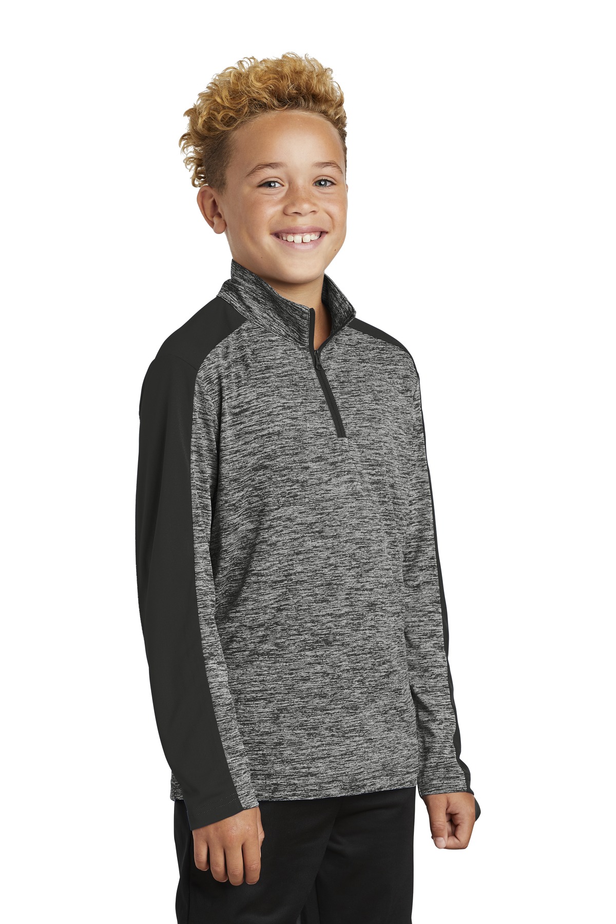 Sport-Tek Youth PosiCharge Electric Heather Colorblock 1/4-Zip Pullover. YST397