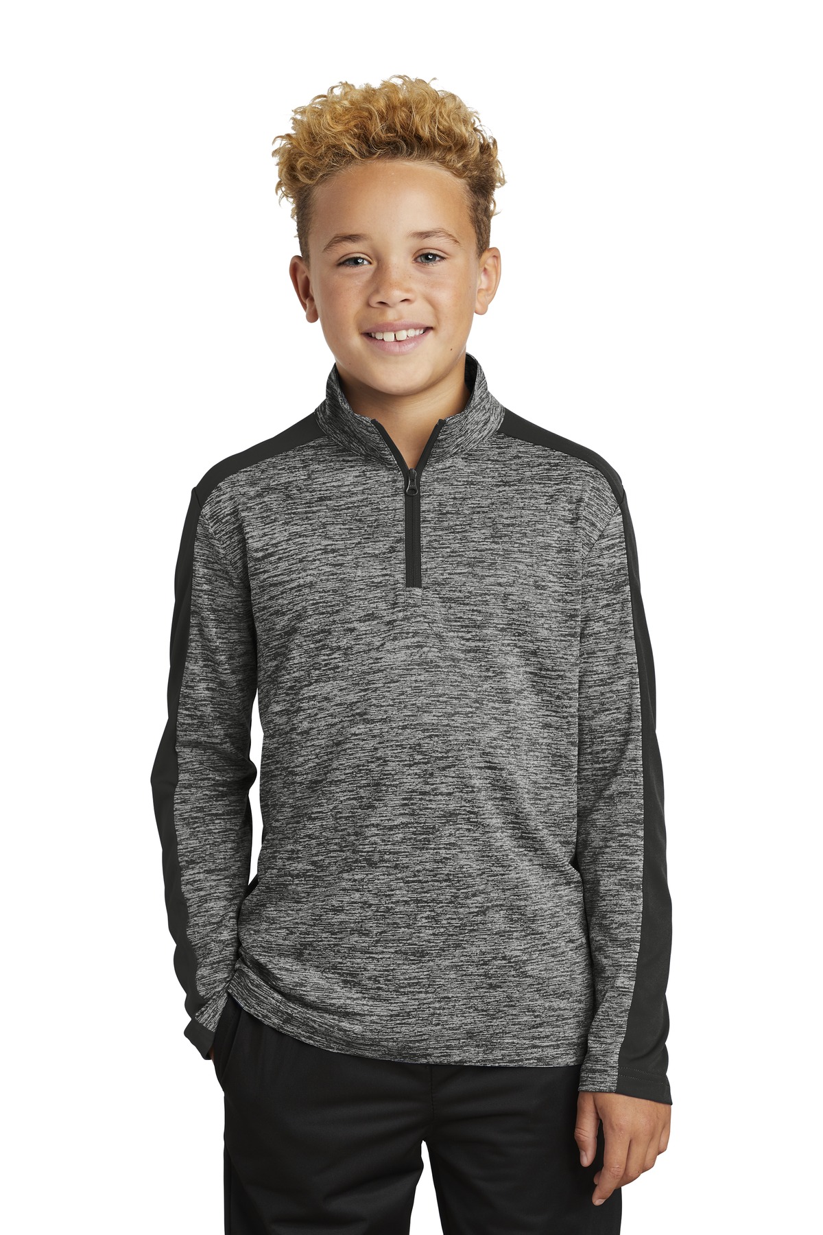 Sport-Tek Youth PosiCharge Electric Heather Colorblock 1/4-Zip Pullover-