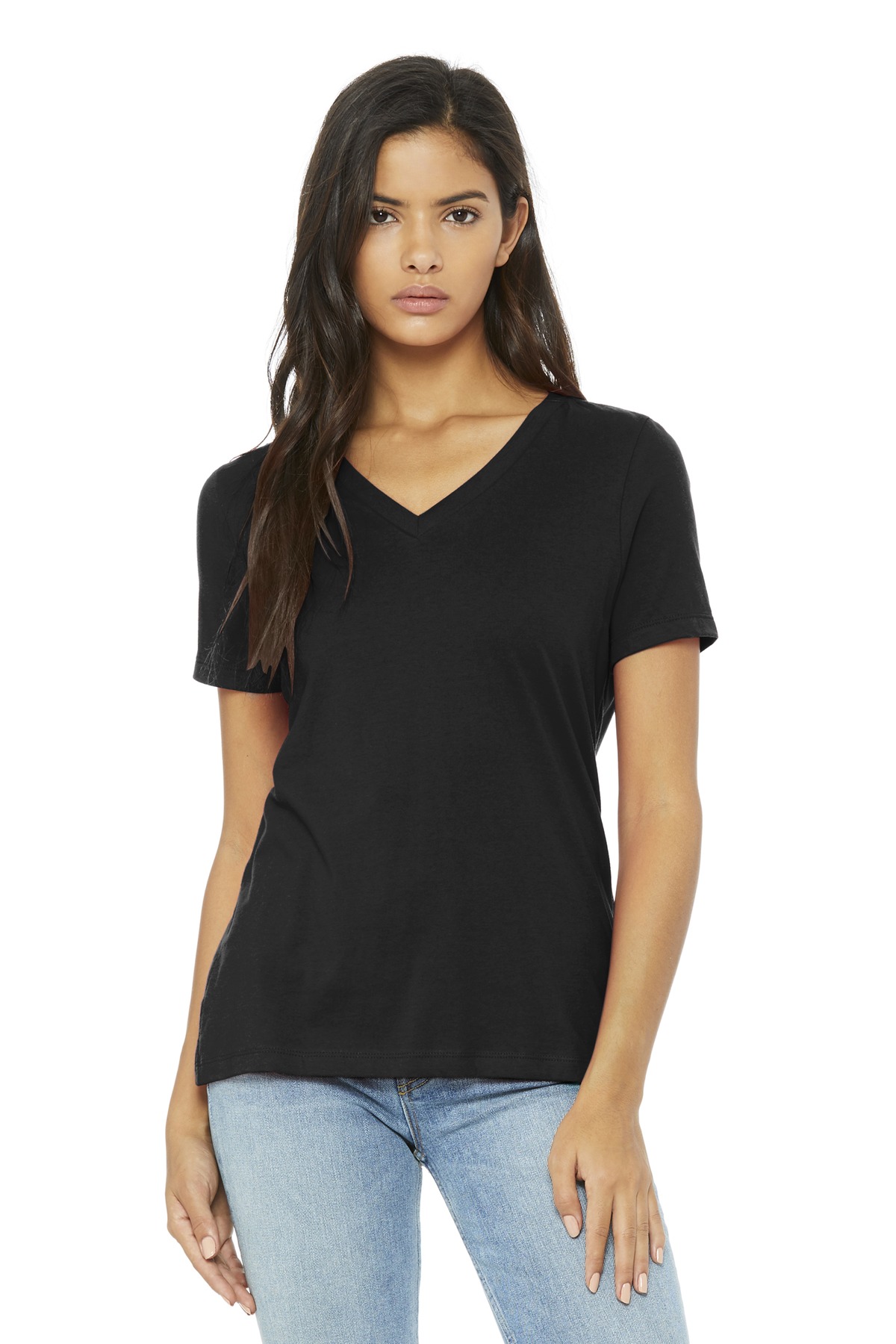 BELLA+CANVAS Women''s Relaxed Jersey Short Sleeve V-Neck Tee. BC6405