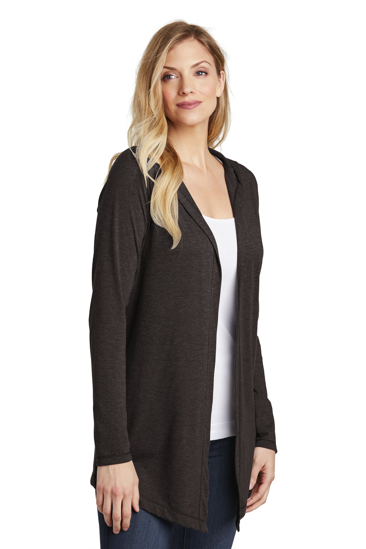 District Women's Perfect Tri Hooded Cardigan. DT156