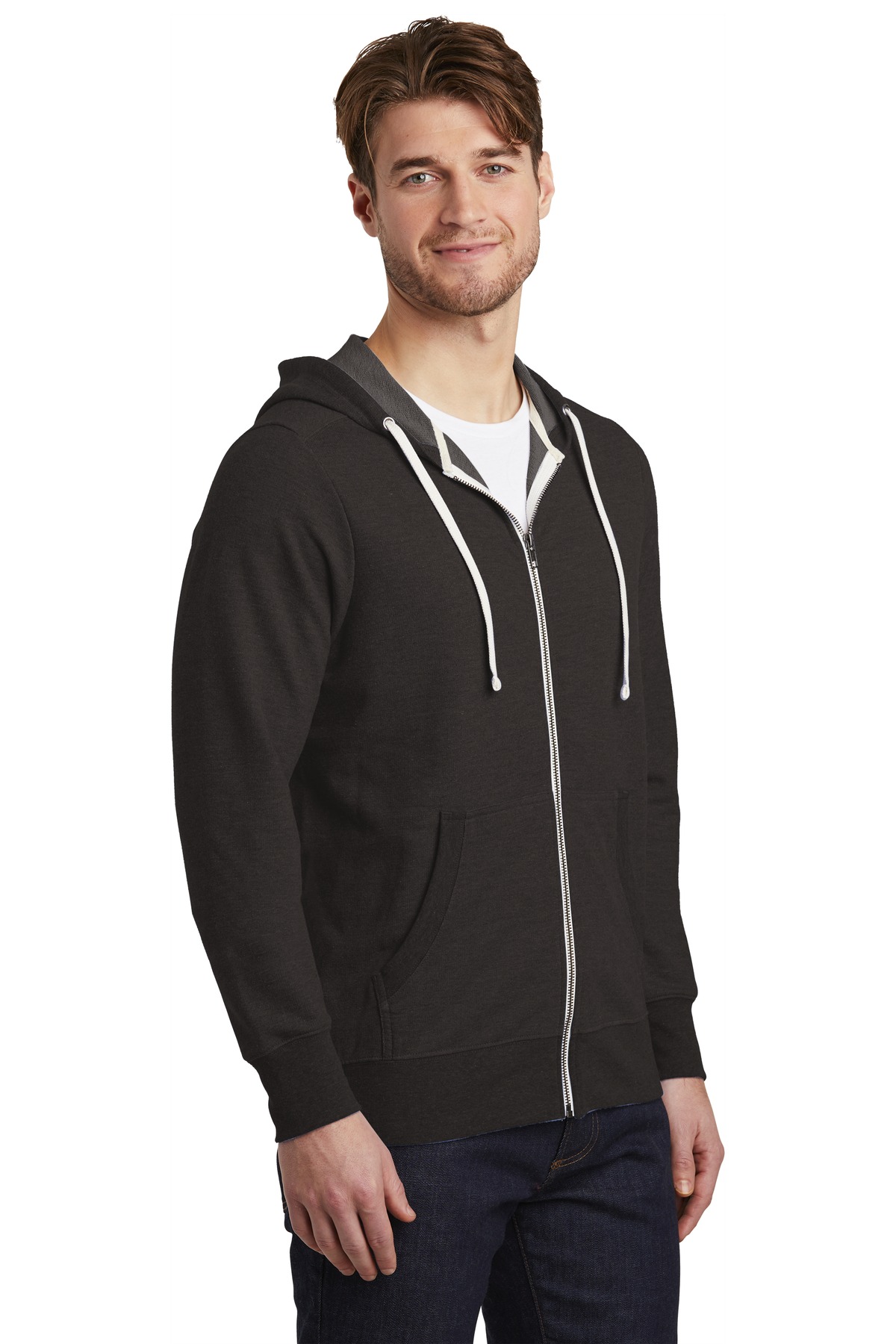 District Perfect Tri French Terry Full-Zip Hoodie. DT356