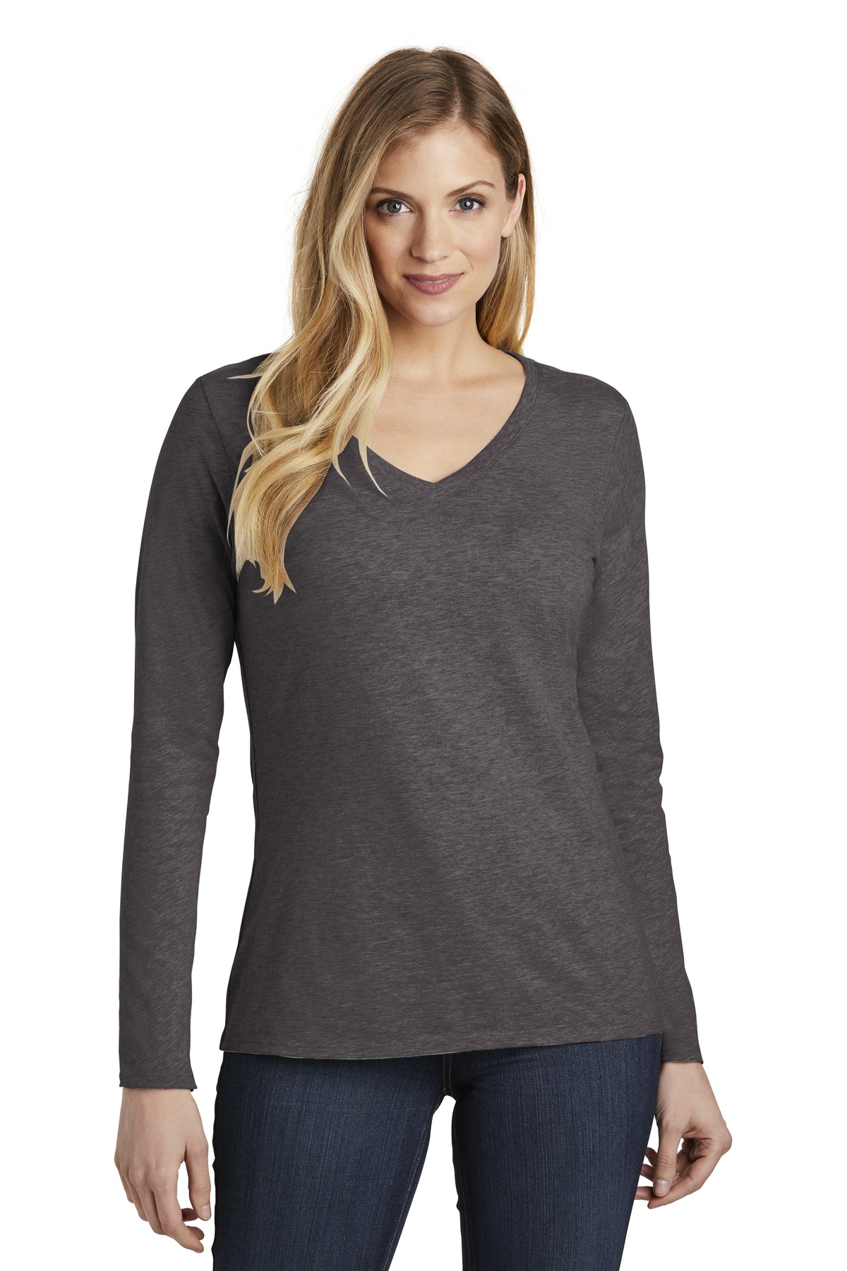 District Women''s Very Important Tee Long Sleeve V-Neck. DT6201