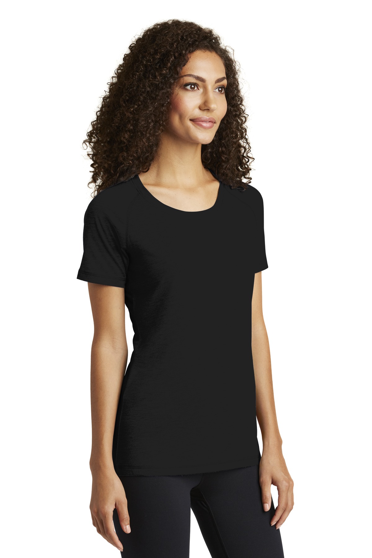 Sport-Tek Women's PosiCharge Tri-Blend Wicking Scoop Neck Raglan Tee. LST400