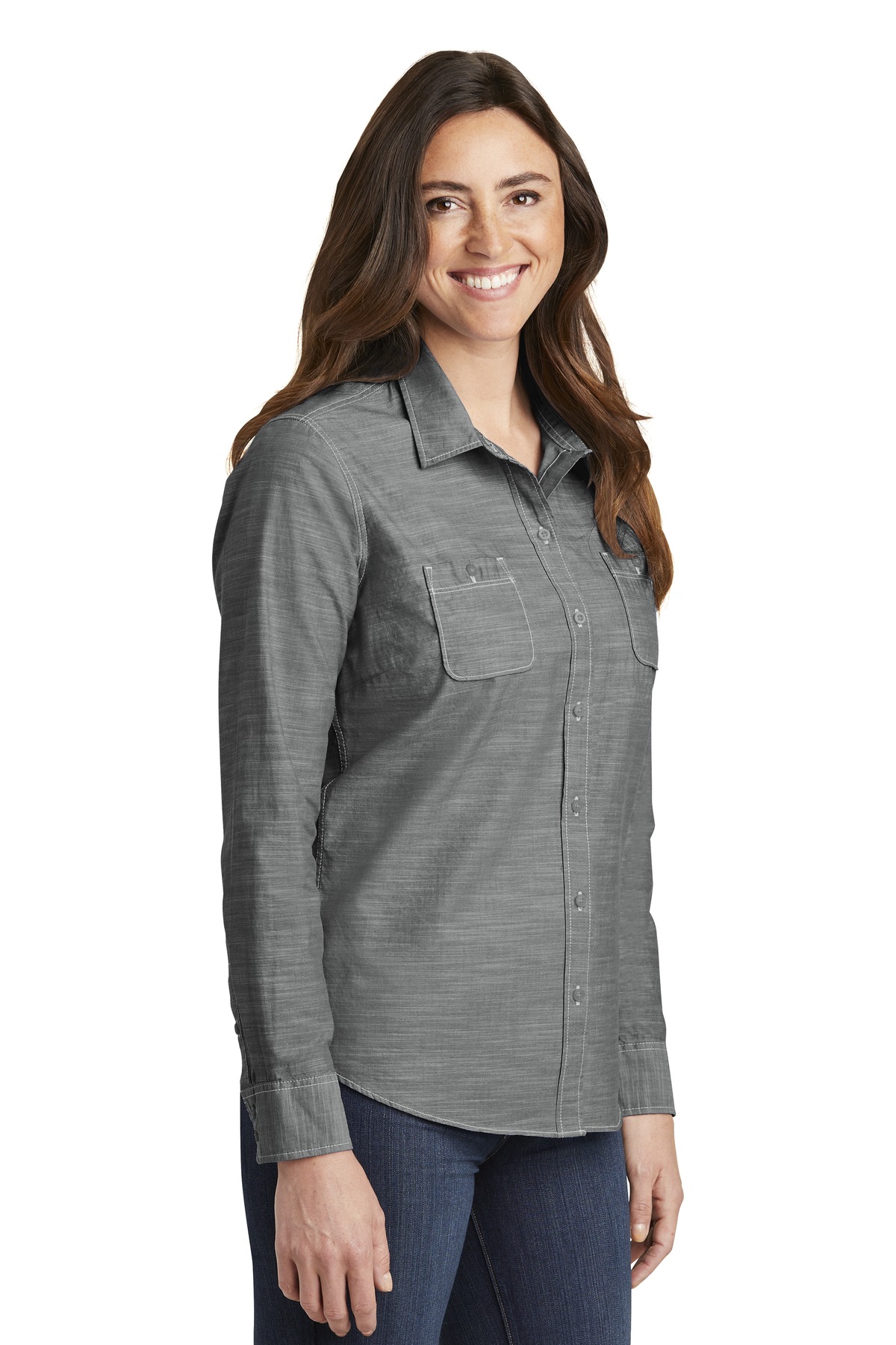 Port Authority Women's Slub Chambray Shirt. LW380