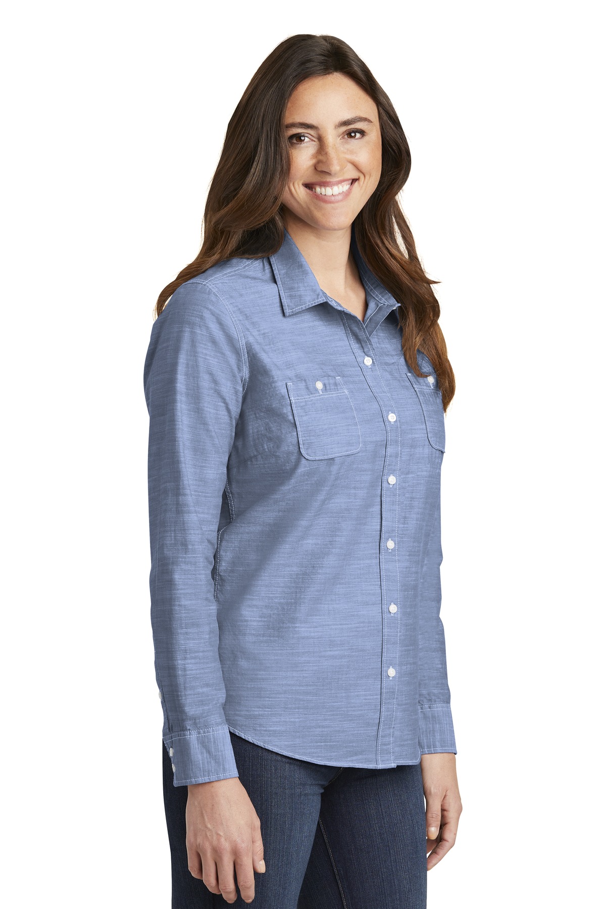 Port Authority Women's Slub Chambray Shirt. LW380