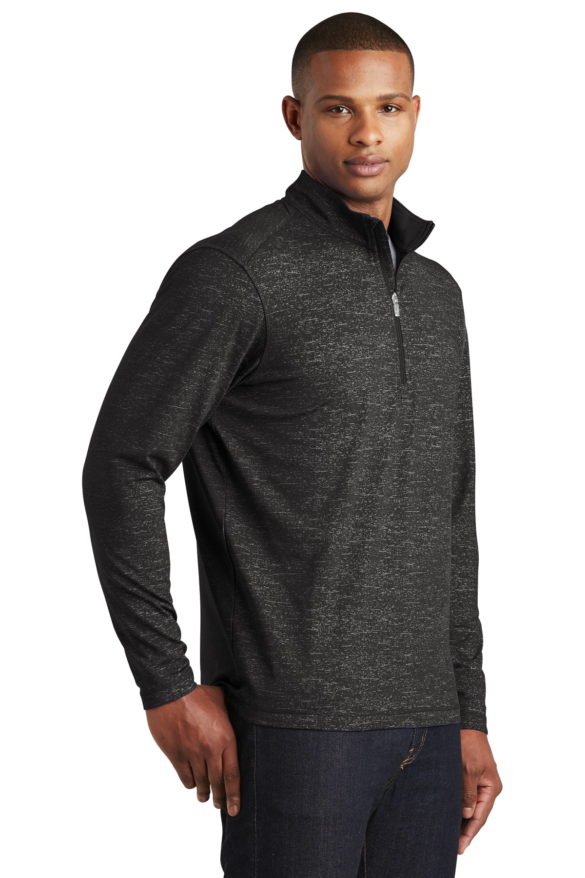 Sport-Tek Sport-Wick Stretch Reflective Heather 1/2-Zip Pullover. ST855