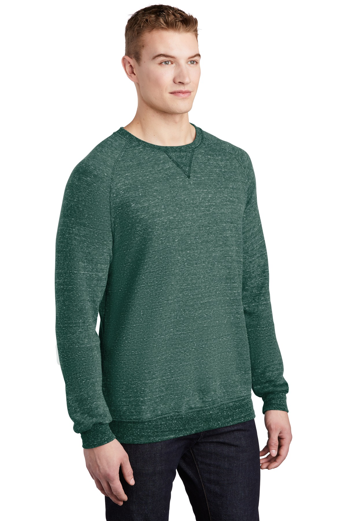 Jerzees Snow Heather French Terry Raglan Crew 91M