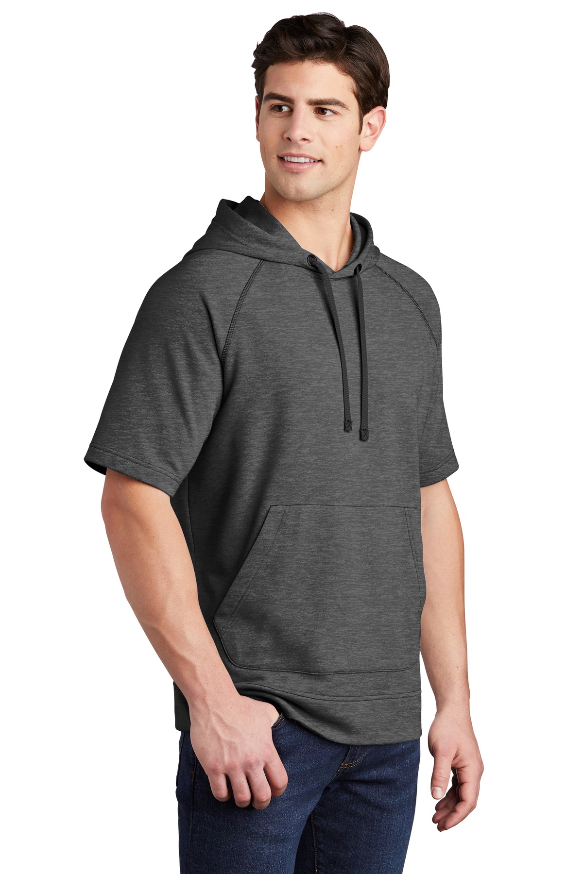 Sport-Tek PosiCharge Tri-Blend Wicking Fleece Short Sleeve Hooded Pullover ST297