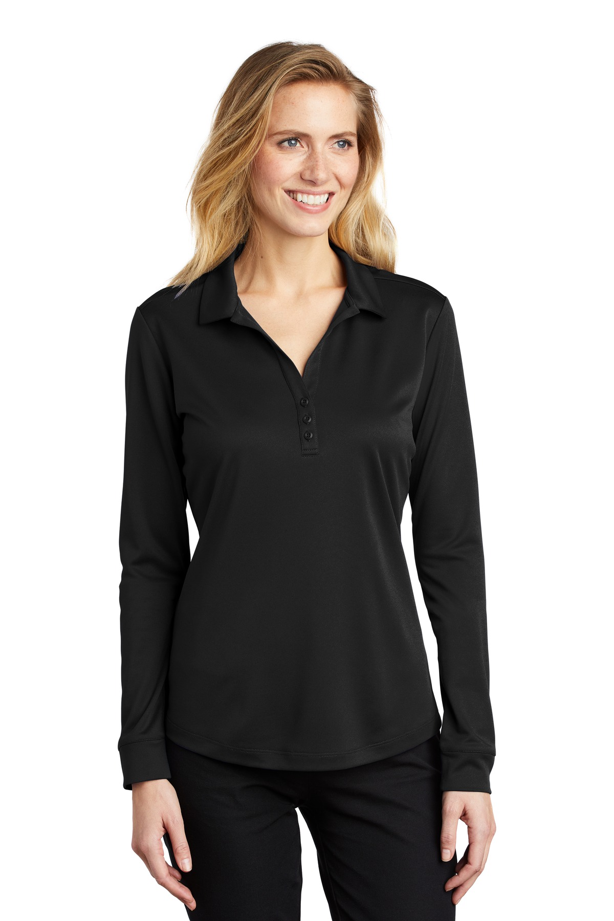 Port Authority Ladies Polos& Knits for Corporate Hospitality ® Ladies Silk Touch Performance Long Sleeve Polo.-Port Authority