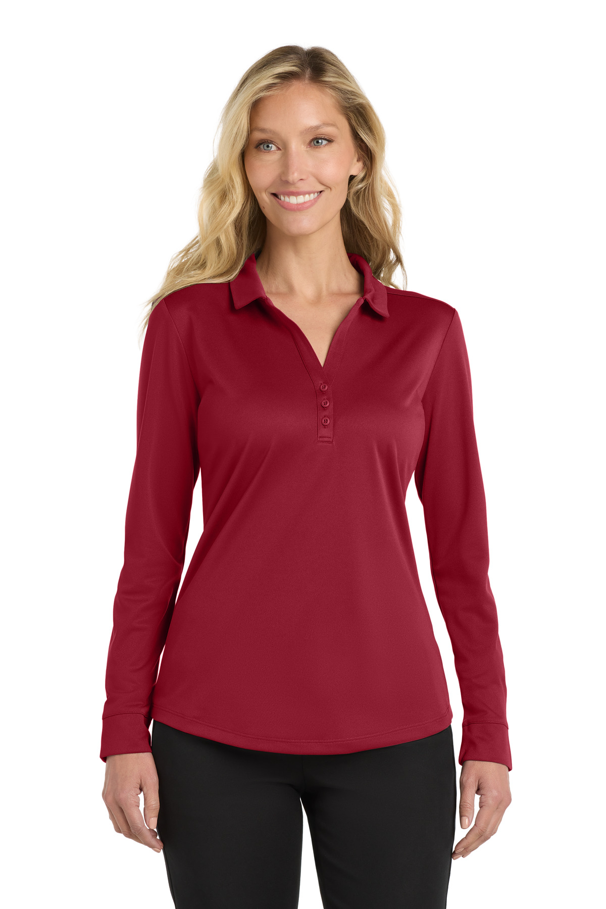 Port Authority ® Women's Silk Touch ™ Performance Long Sleeve Polo. L540LS - Image 4