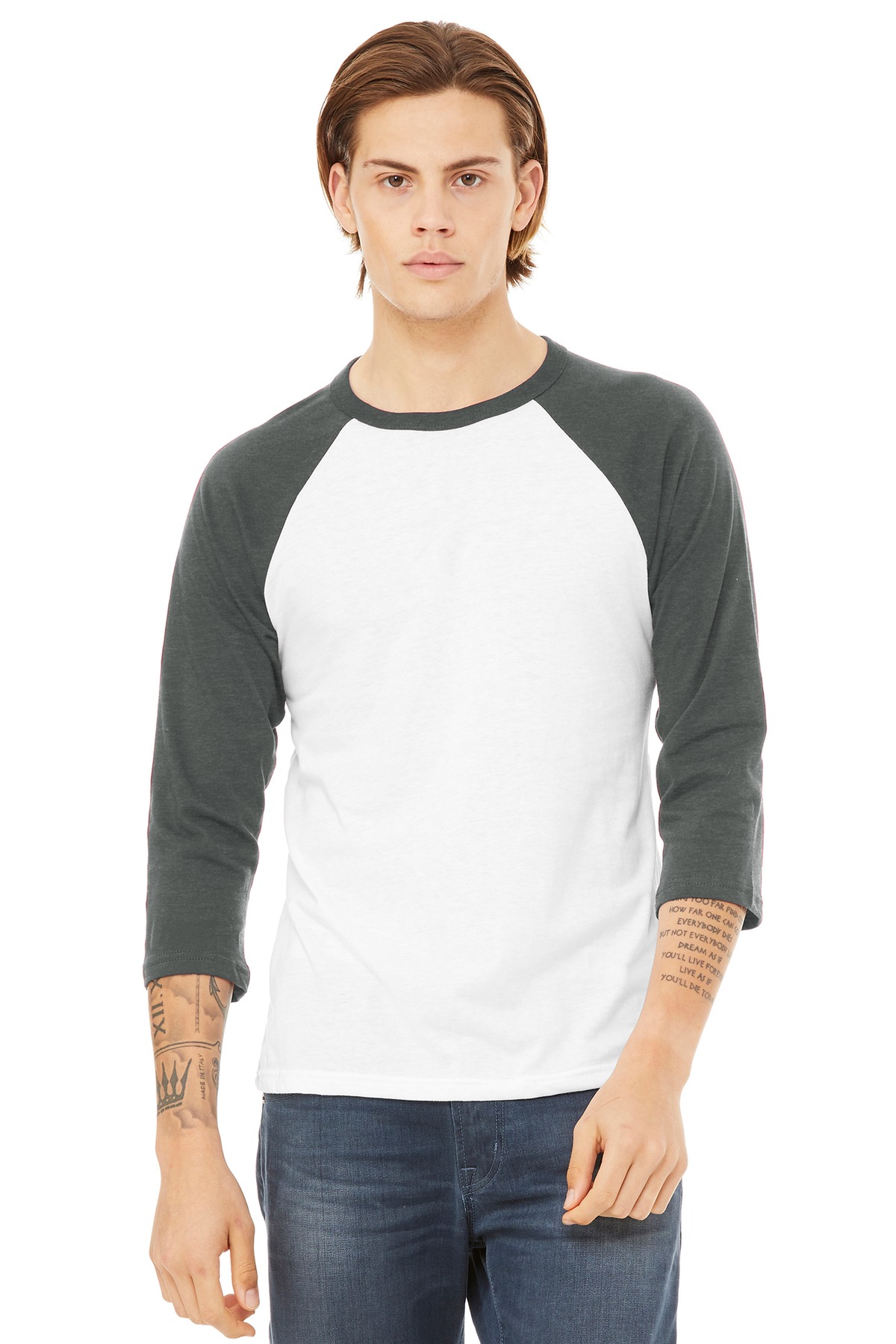 BELLA+CANVAS Unisex 3/4-Sleeve Baseball Tee. BC3200