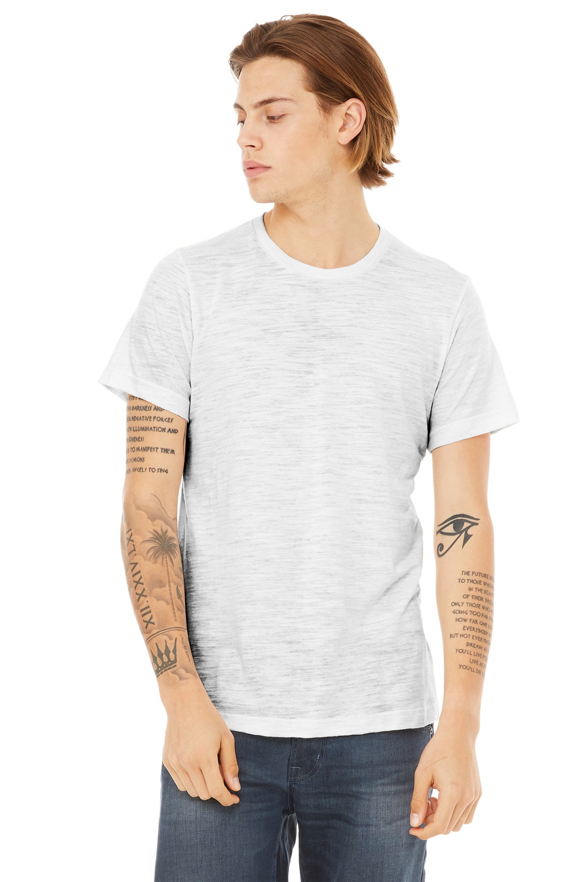 BELLA+CANVAS ® Unisex Poly-Cotton Short Sleeve Tee. BC3650 - White Slub
