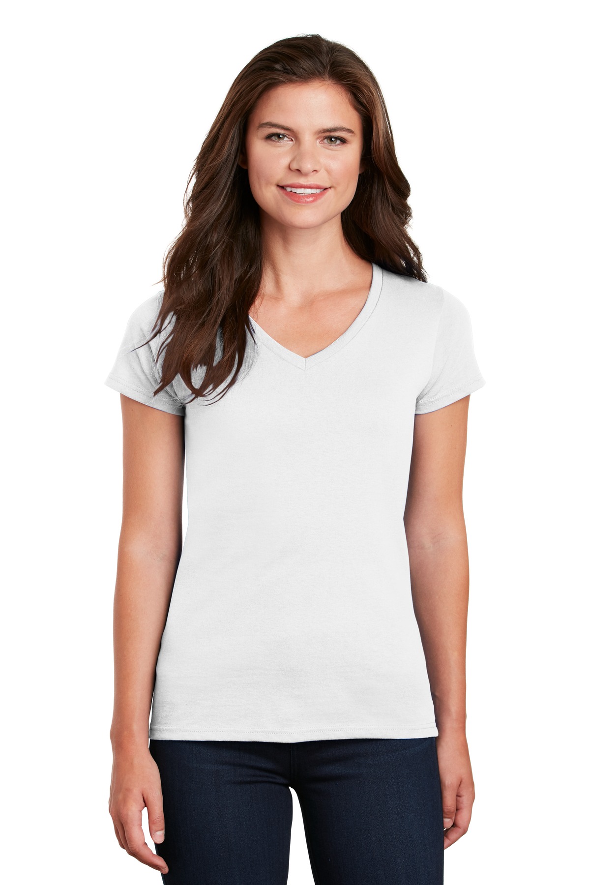 Gildan Ladies Heavy Cotton 100% Cotton V-Neck T-Shirt-