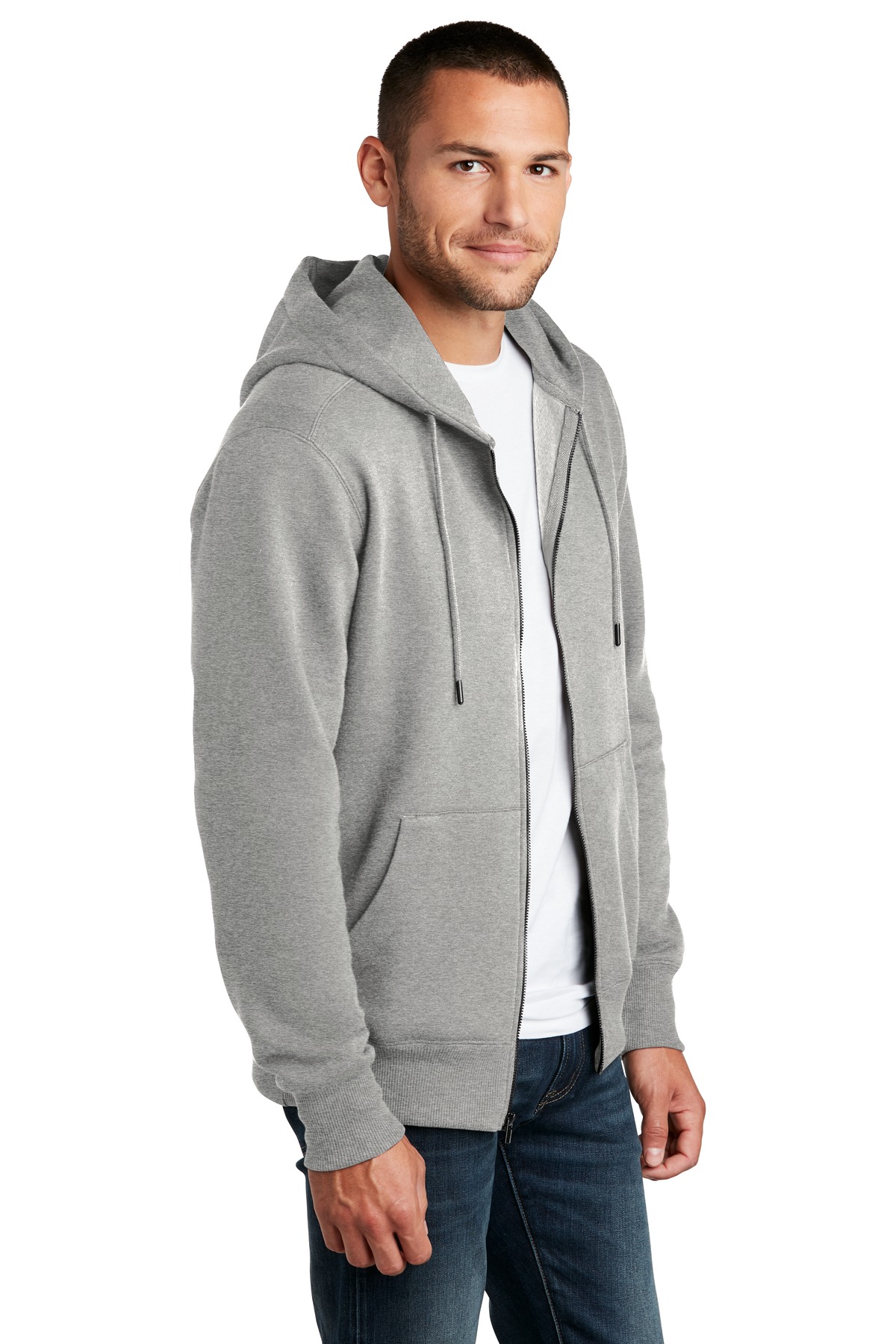 District Perfect Weight Fleece Full-Zip Hoodie DT1103