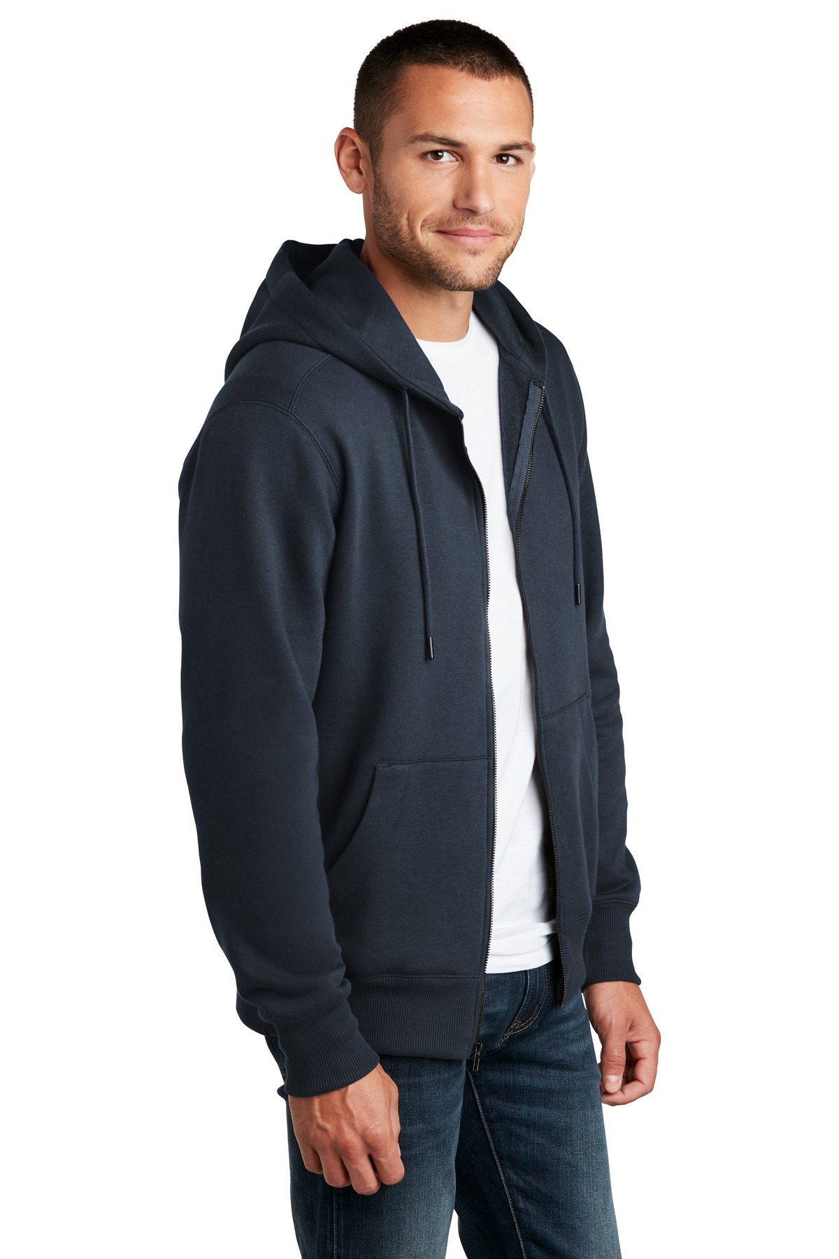 District Perfect Weight Fleece Full-Zip Hoodie DT1103