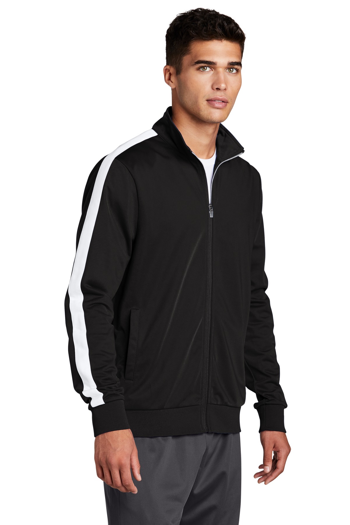 Sport-Tek Tricot Sleeve Stripe Track Jacket. JST94
