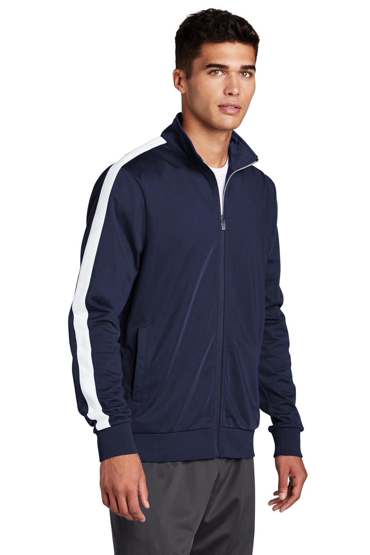 Sport-Tek Tricot Sleeve Stripe Track Jacket. JST94