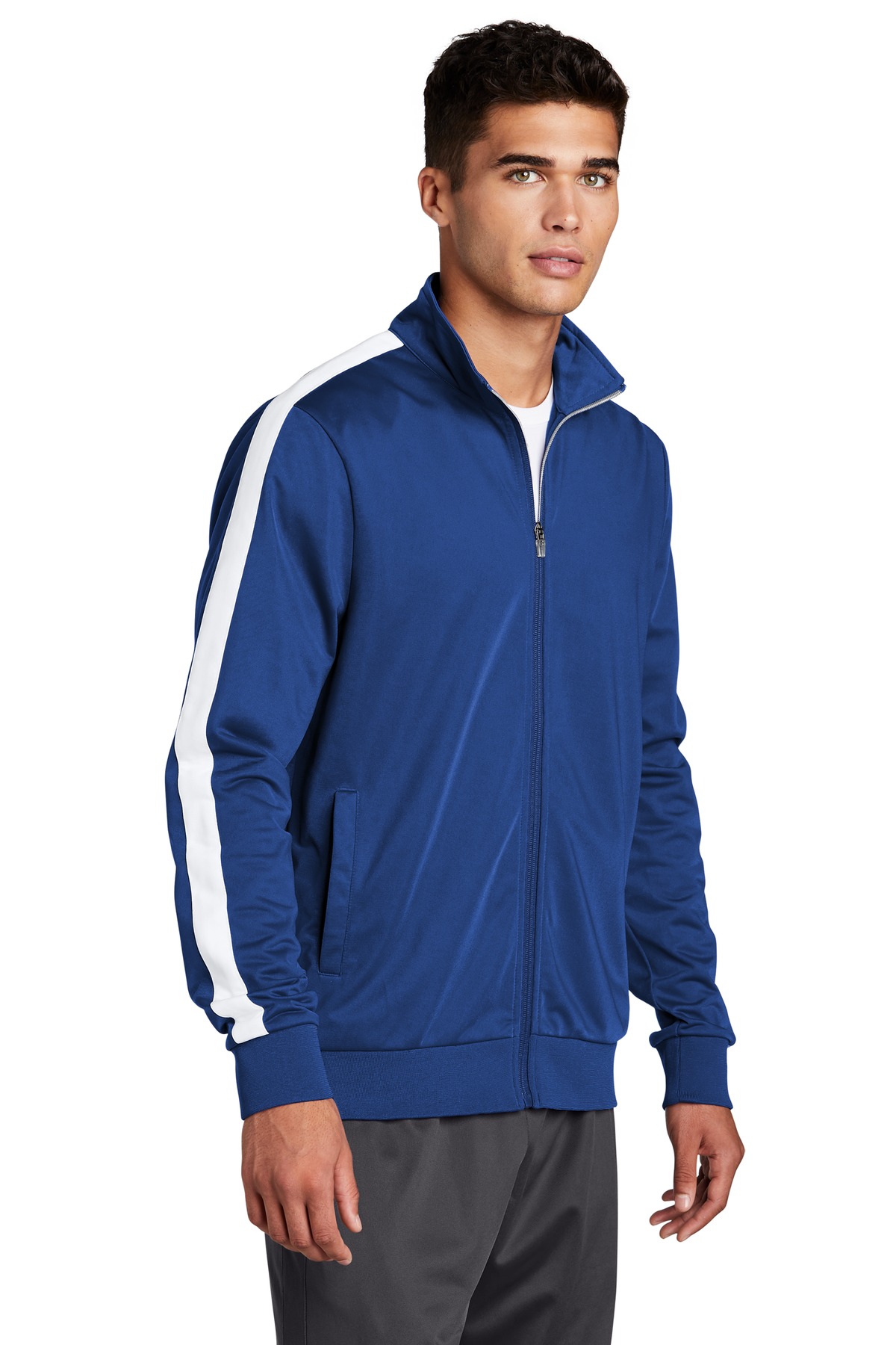 Sport-Tek Tricot Sleeve Stripe Track Jacket. JST94
