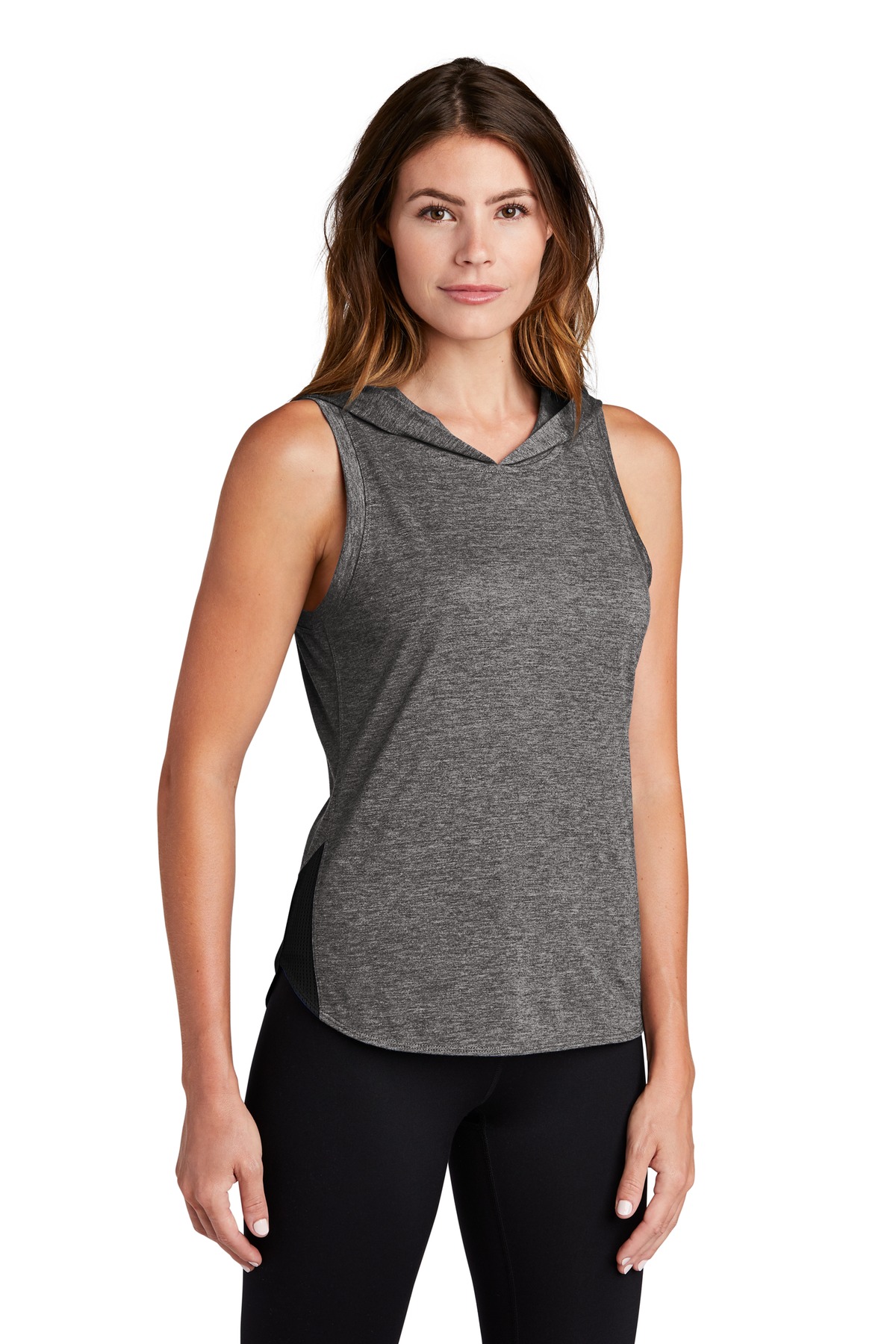 Sport-Tek Women's PosiCharge Tri-Blend Wicking Draft Hoodie Tank. LST410