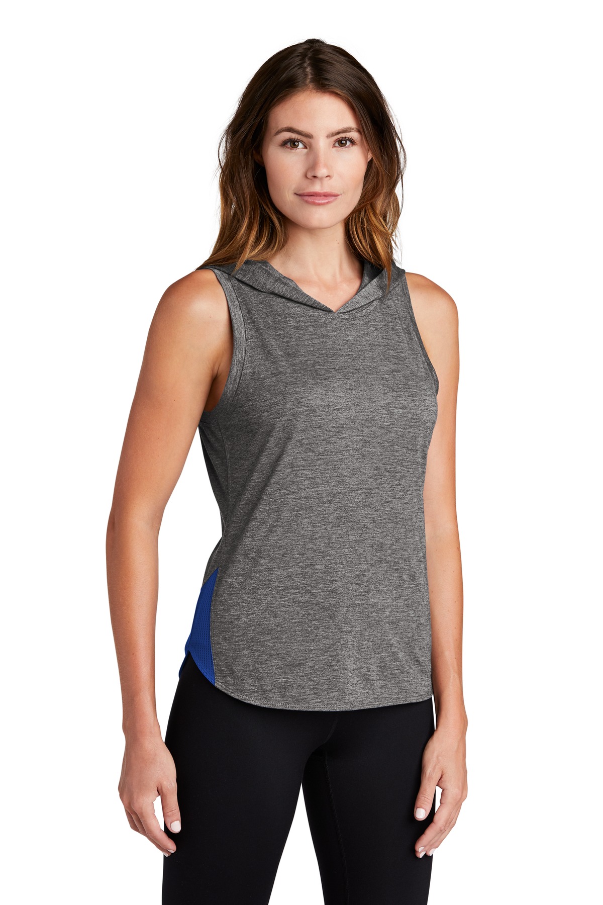 Sport-Tek Women's PosiCharge Tri-Blend Wicking Draft Hoodie Tank. LST410