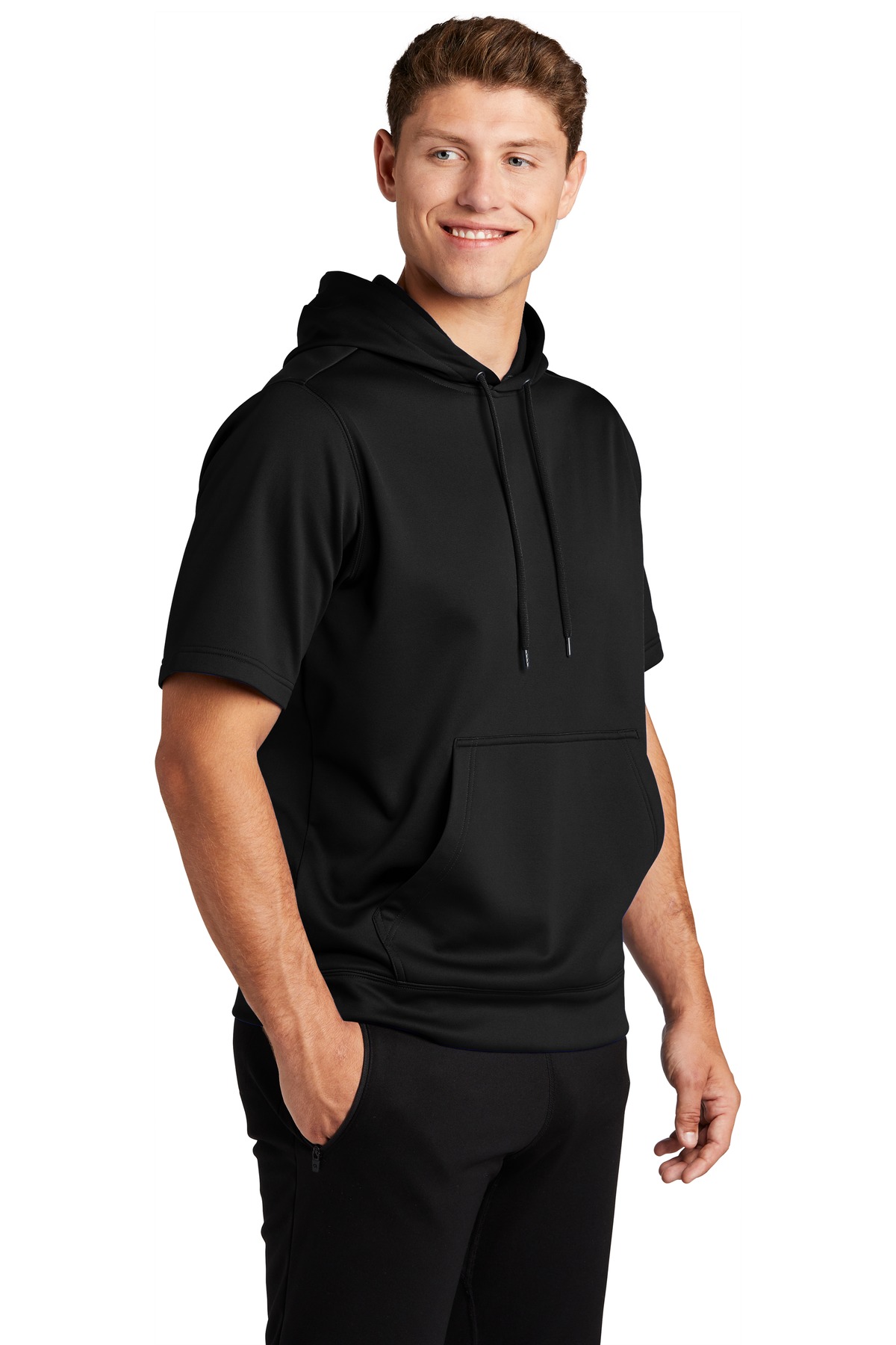 Sport-Tek Sport-Wick Fleece Short Sleeve Hooded Pullover. ST251