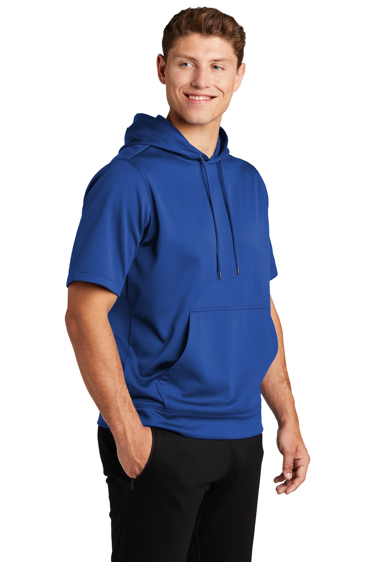 Sport-Tek Sport-Wick Fleece Short Sleeve Hooded Pullover. ST251