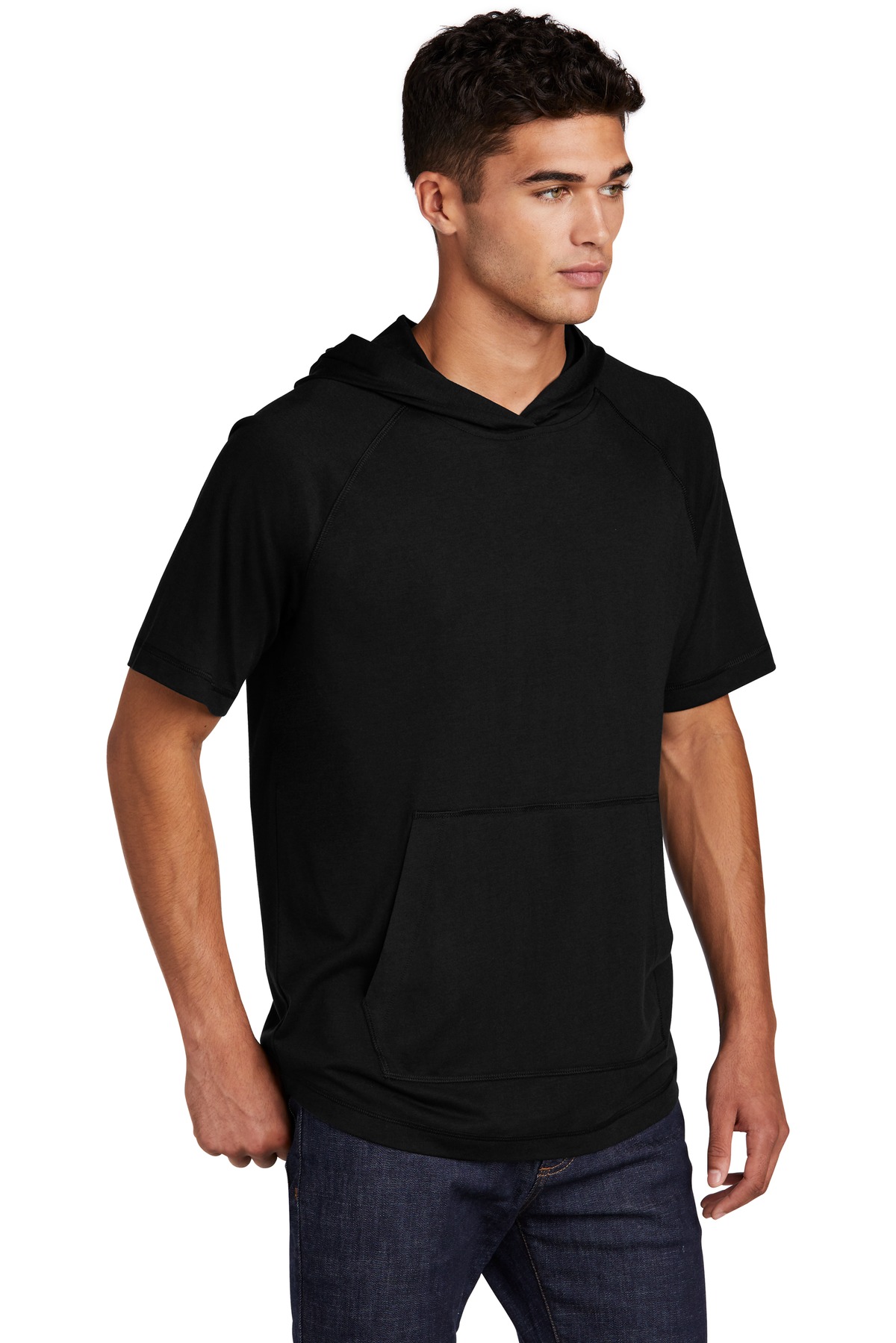 Sport-Tek PosiCharge Tri-Blend Wicking Short Sleeve Hoodie. ST404