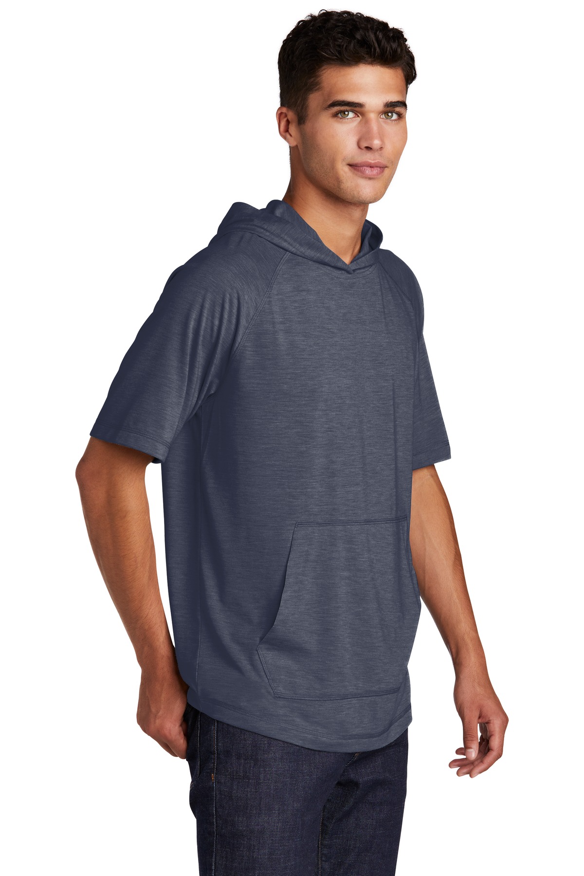 Sport-Tek PosiCharge Tri-Blend Wicking Short Sleeve Hoodie. ST404