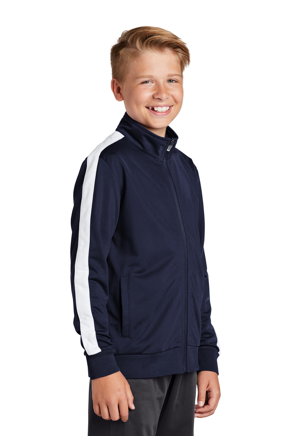 Sport-Tek Youth Tricot Sleeve Stripe Track Jacket. YST94