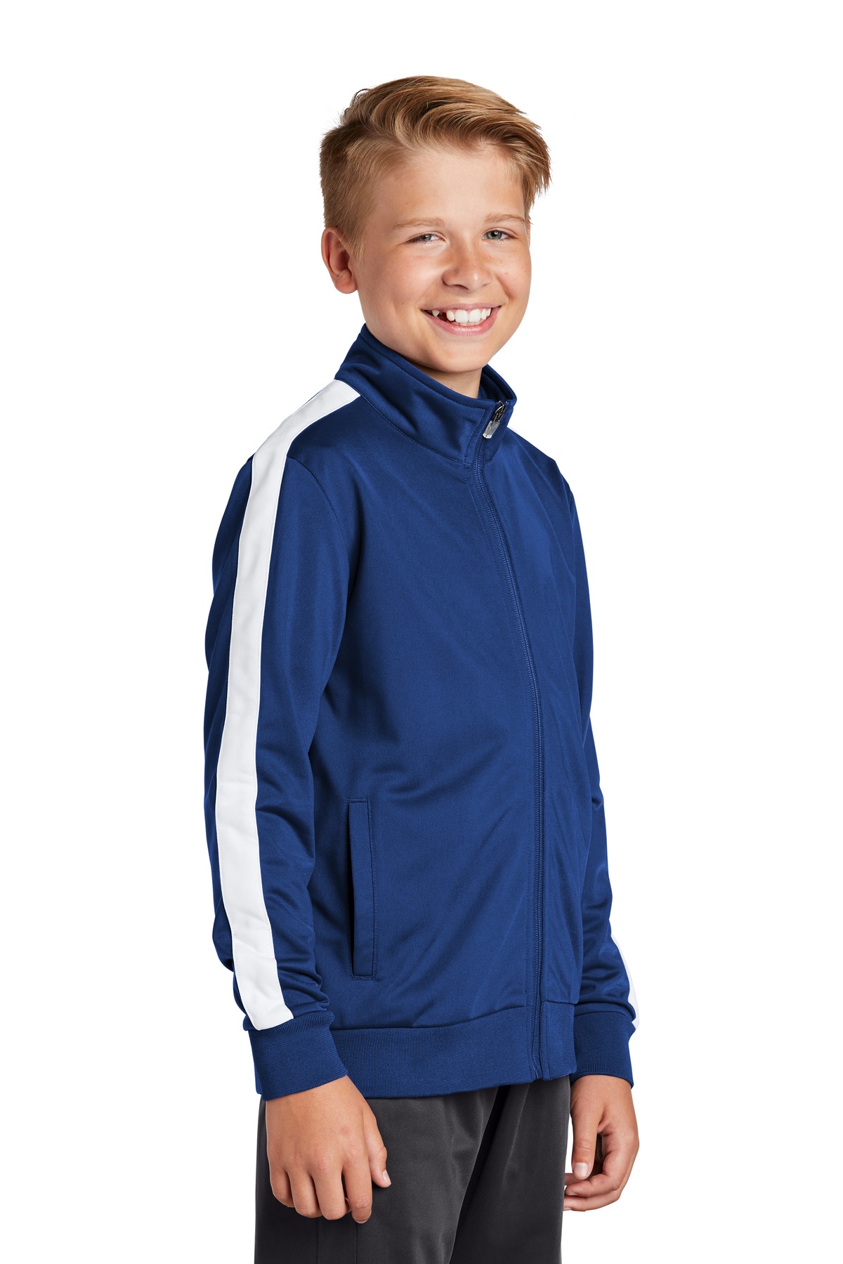 Sport-Tek Youth Tricot Sleeve Stripe Track Jacket. YST94