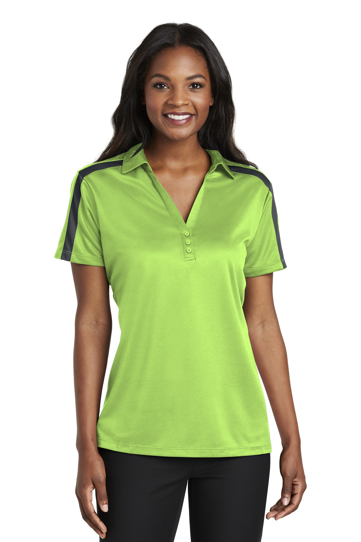 Port Authority ® Women's Silk Touch™ Performance Colorblock Stripe Polo. L547 - Image 3