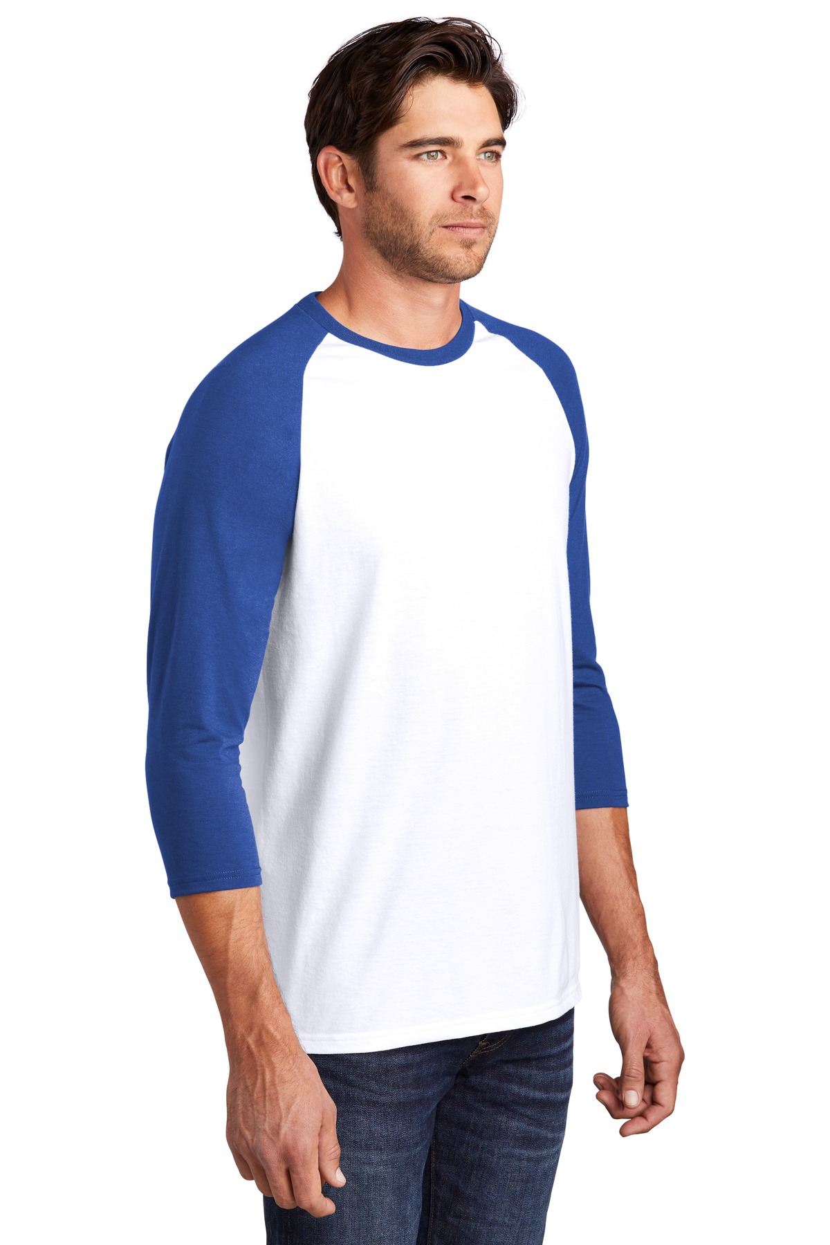 District Perfect Tri 3/4-Sleeve Raglan. DM136