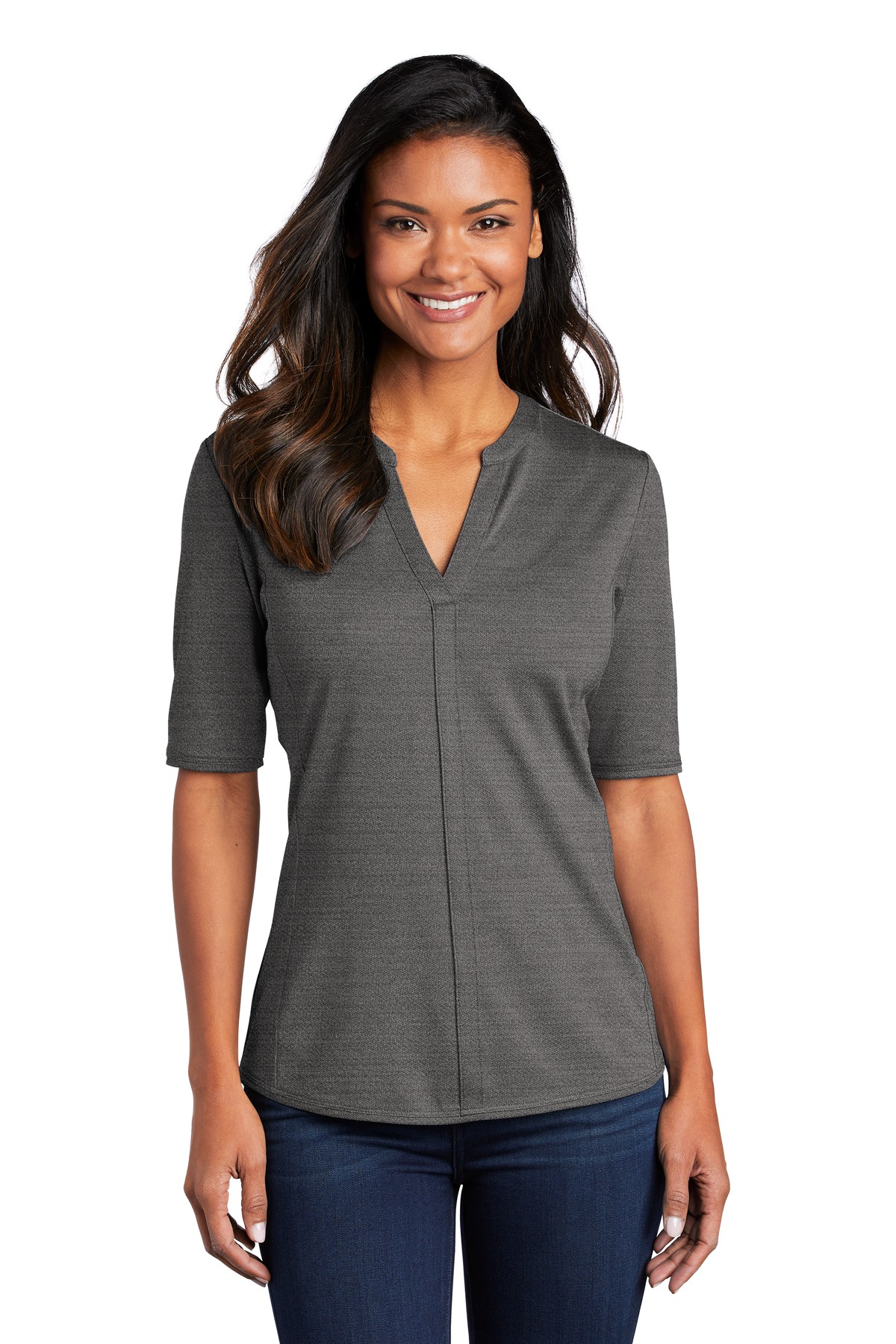 Port Authority Ladies Hospitality Polos & Knits ® Ladies Stretch Heather Open Neck Top-Port Authority