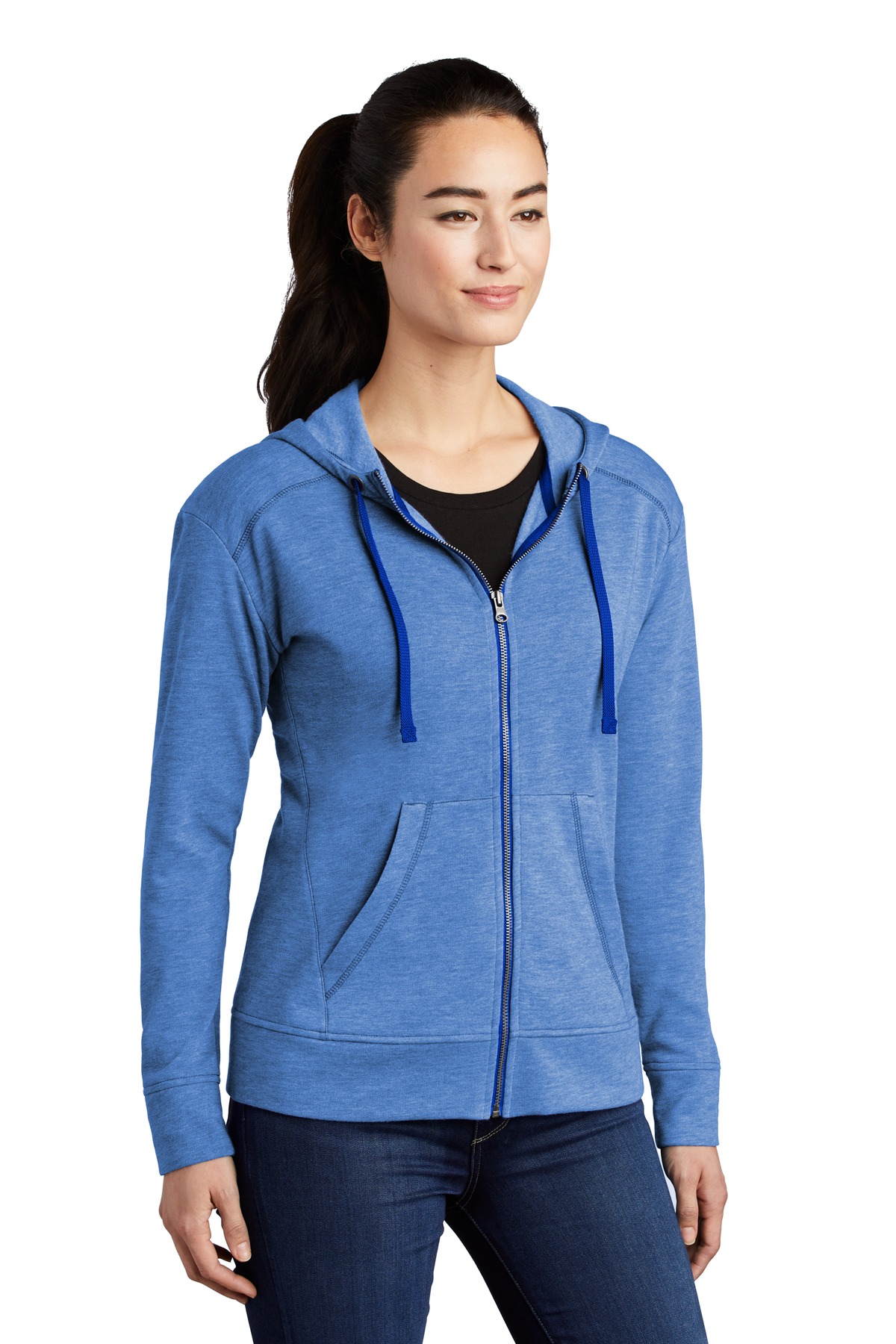 Sport-Tek Women's PosiCharge Tri-Blend Wicking Fleece Full-Zip Hooded Jacket LST293