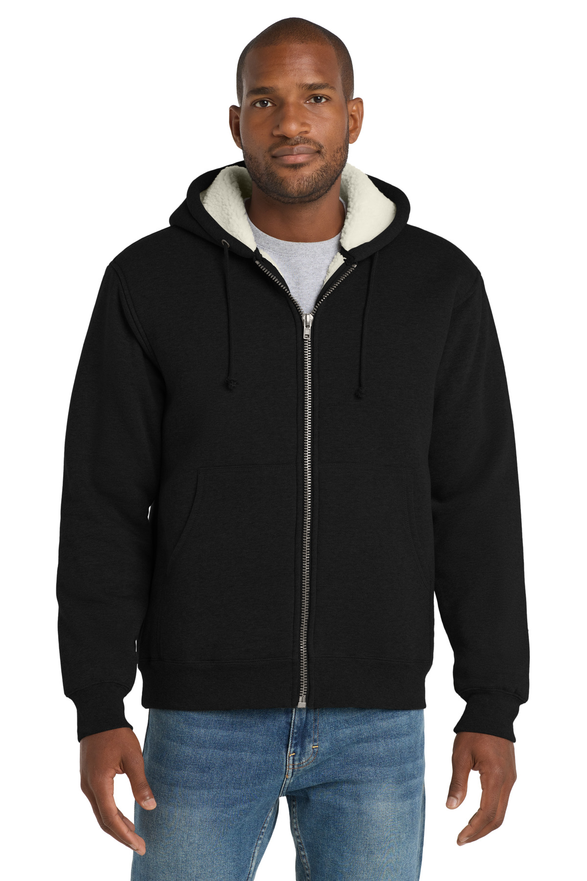 CornerStone Heavyweight Sherpa-Lined Hooded Fleece Jacket-CornerStone