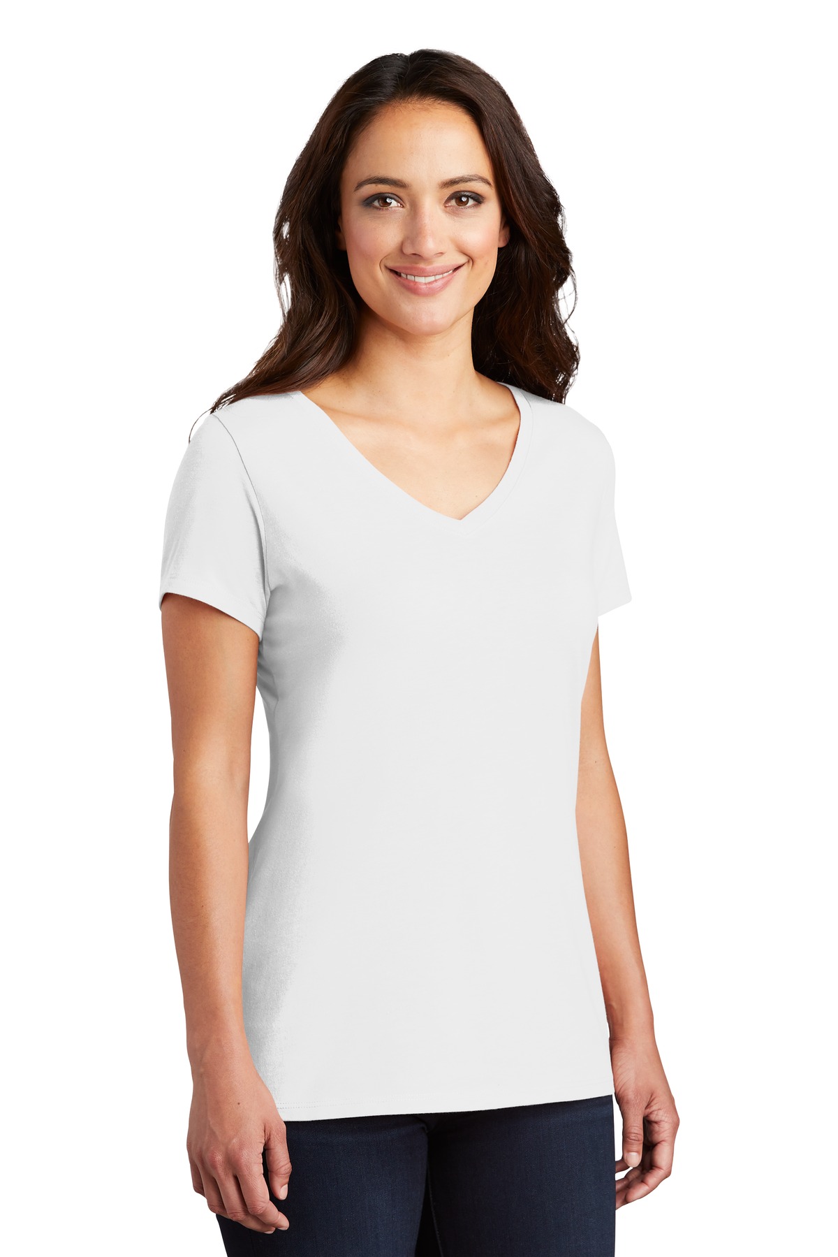District Women's Perfect Tri V-Neck Tee. DM1350L
