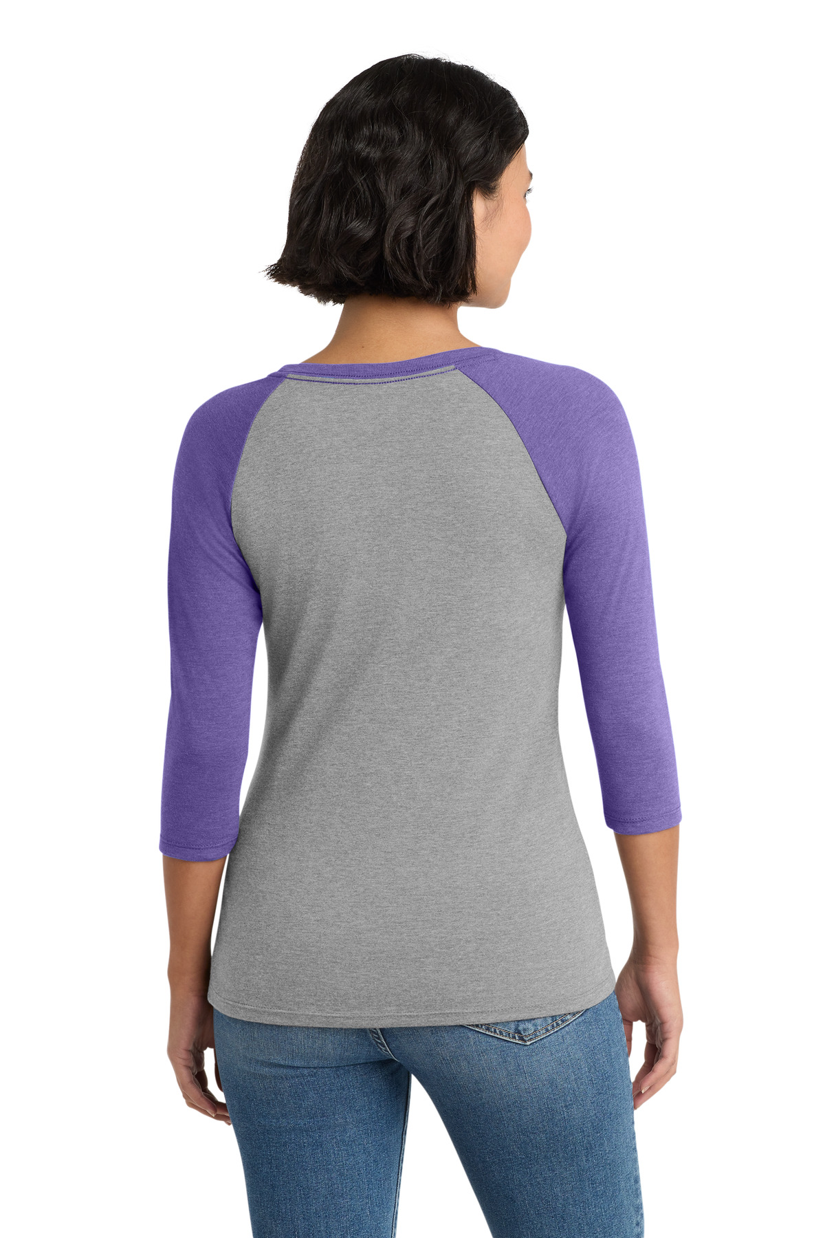 District Women's Perfect Tri 3/4-Sleeve Raglan. DM136L