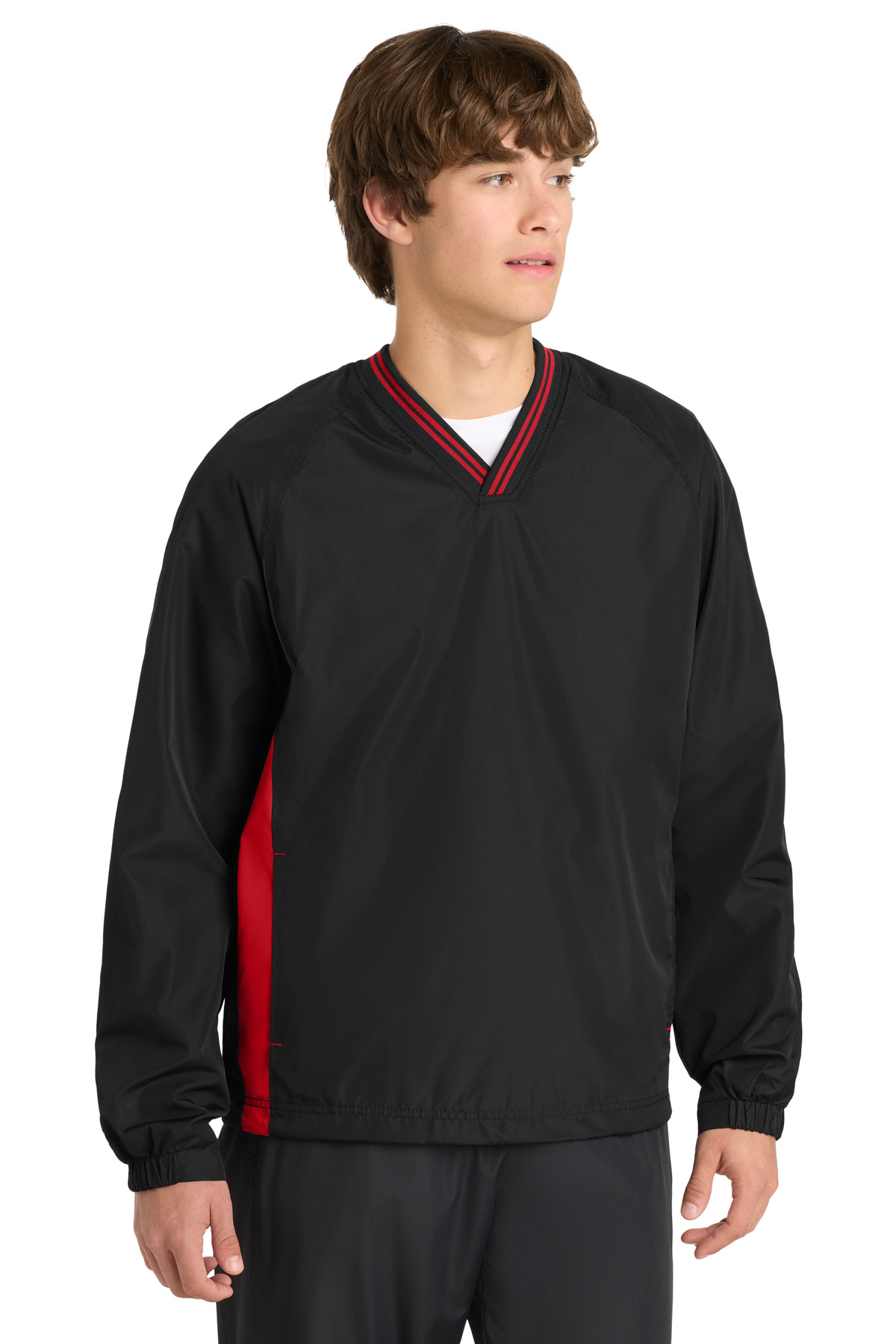 Sport-Tek Tipped V-Neck Raglan Wind Shirt-Sport-Tek