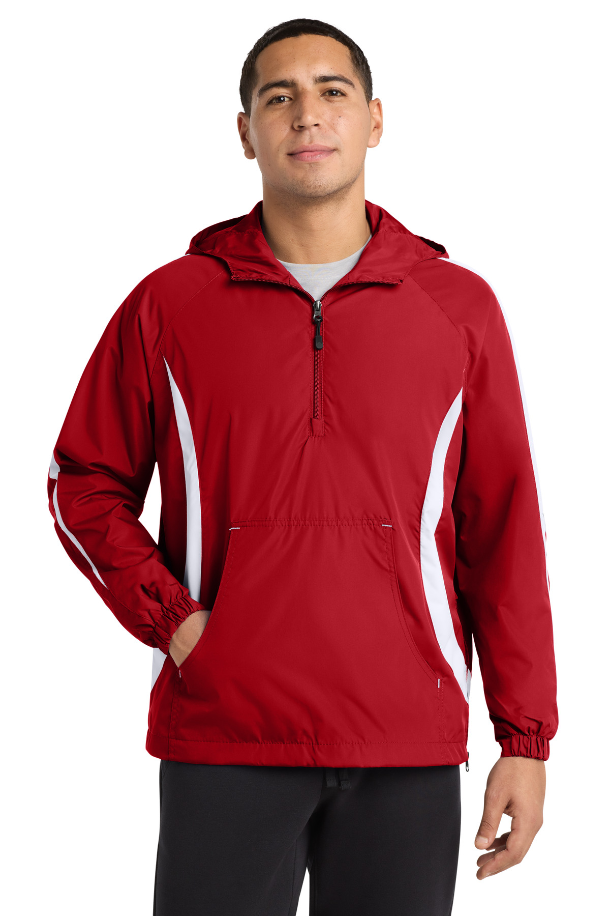 Sport-Tek ® Colorblock Raglan Anorak. JST63 - True Red/ White